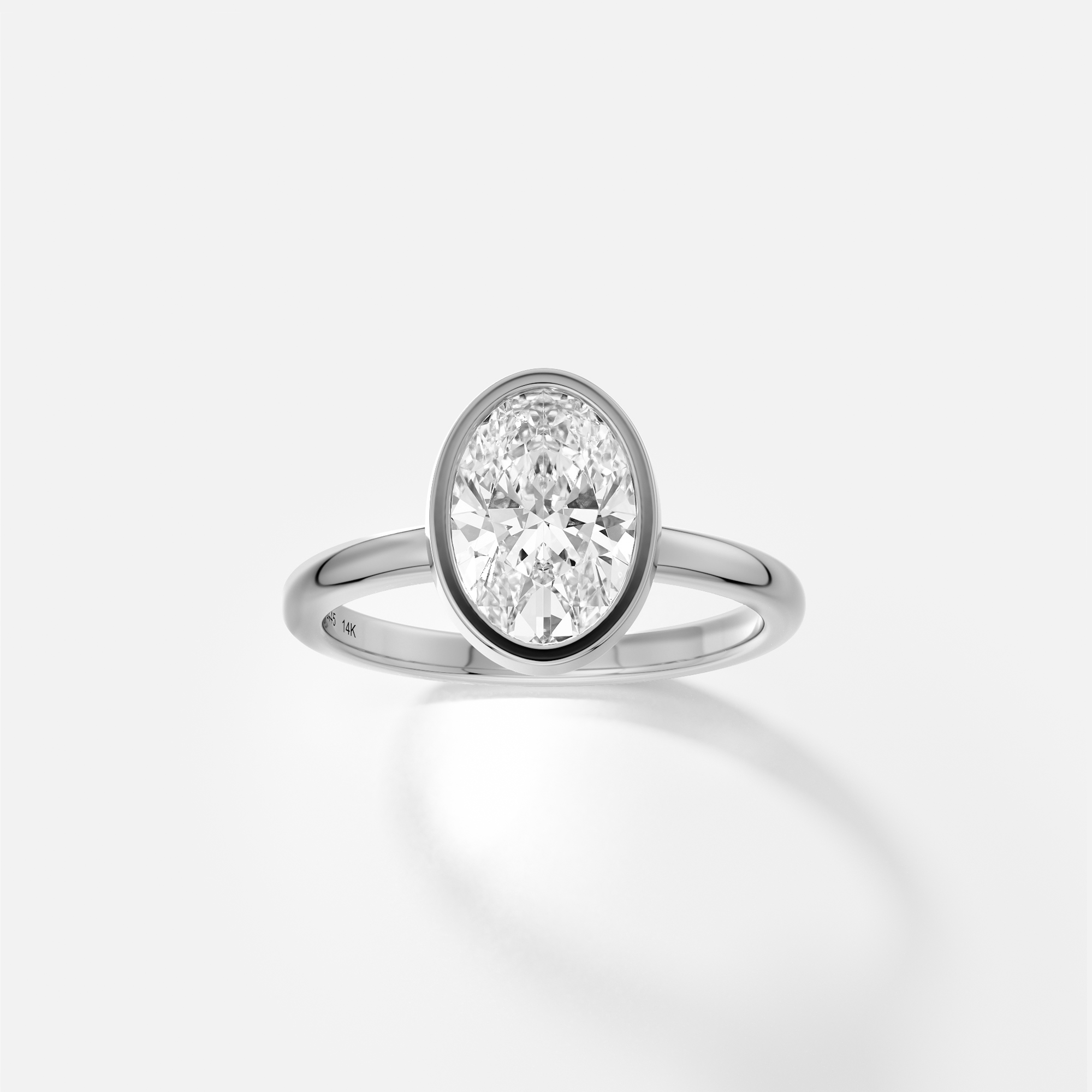 Simple Bezel Engagement Ring with Oval D VVS1 F VS1 E VVS2 lab-grown natural diamond 14ky 18ky by SHW best fine jewelry store close by NYC