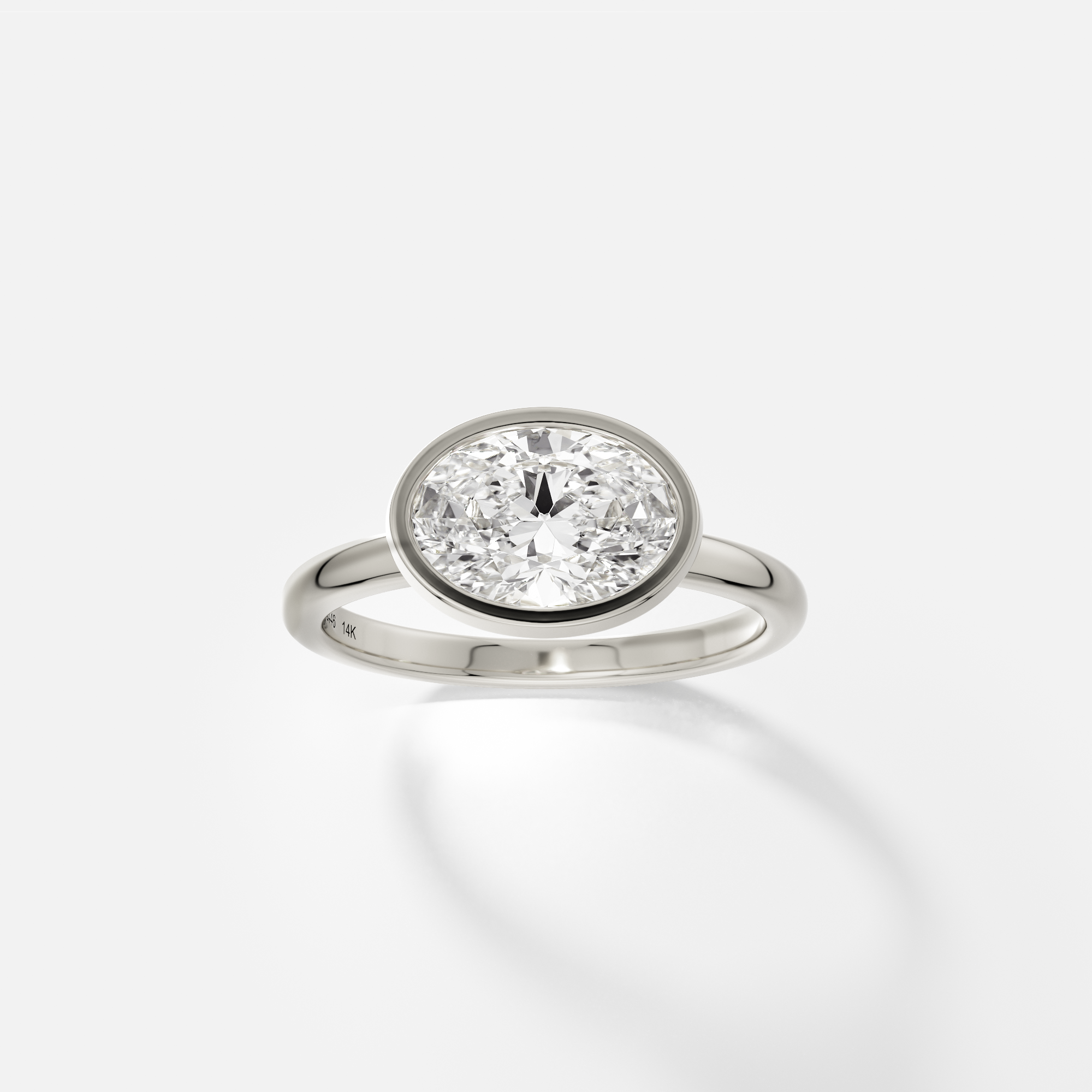 Unique Bezel Engagement Ring with  Oval 1 2 3 ct laboratory diamond in 14k 18k gold platinum by SHW best fine jewelry stores near me