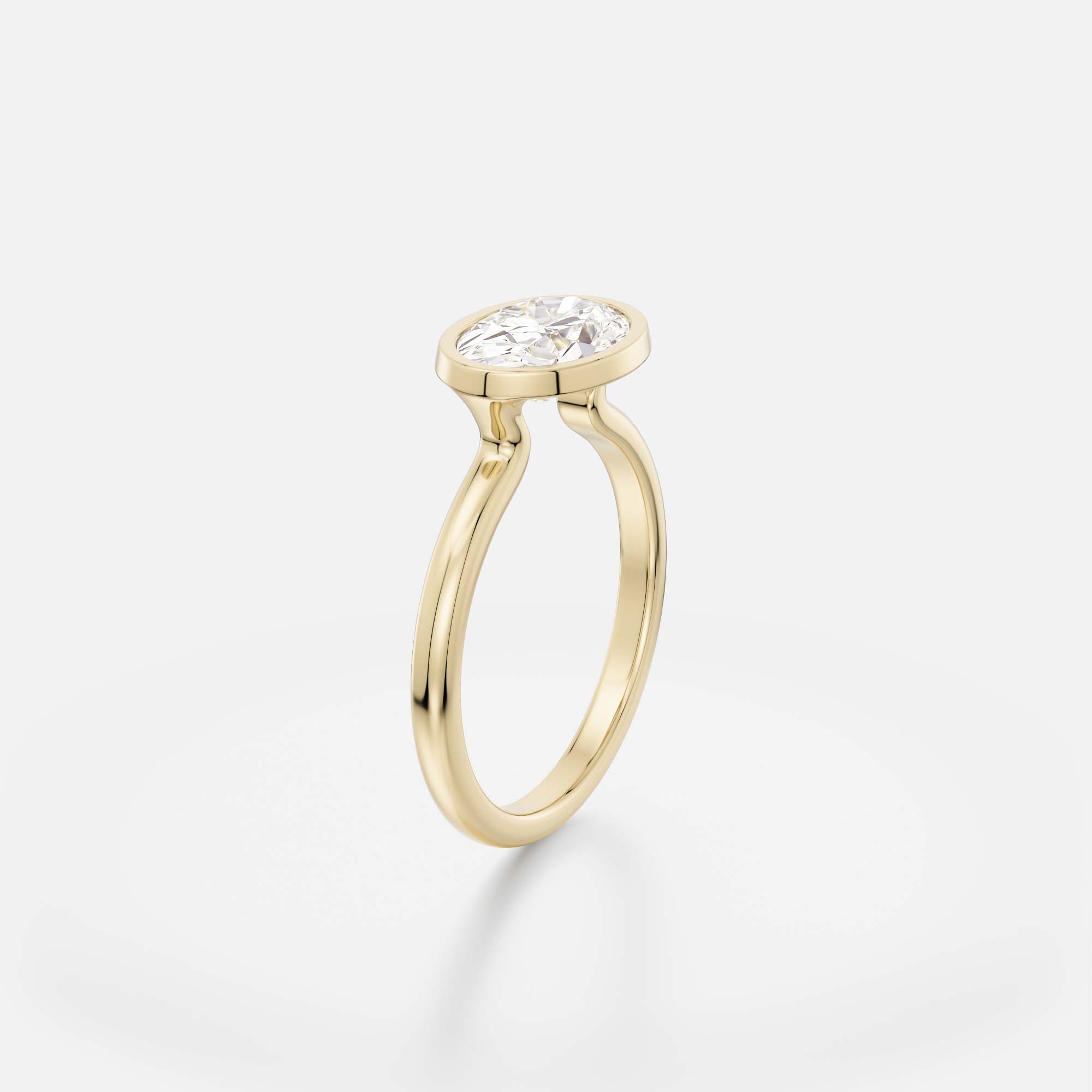 Modern Classic Domed Band Engagement Ring with  Oval Lab-grown Mined Diamond in 14k 18k yellow white rose gold platinum SHW Fine Jewelry