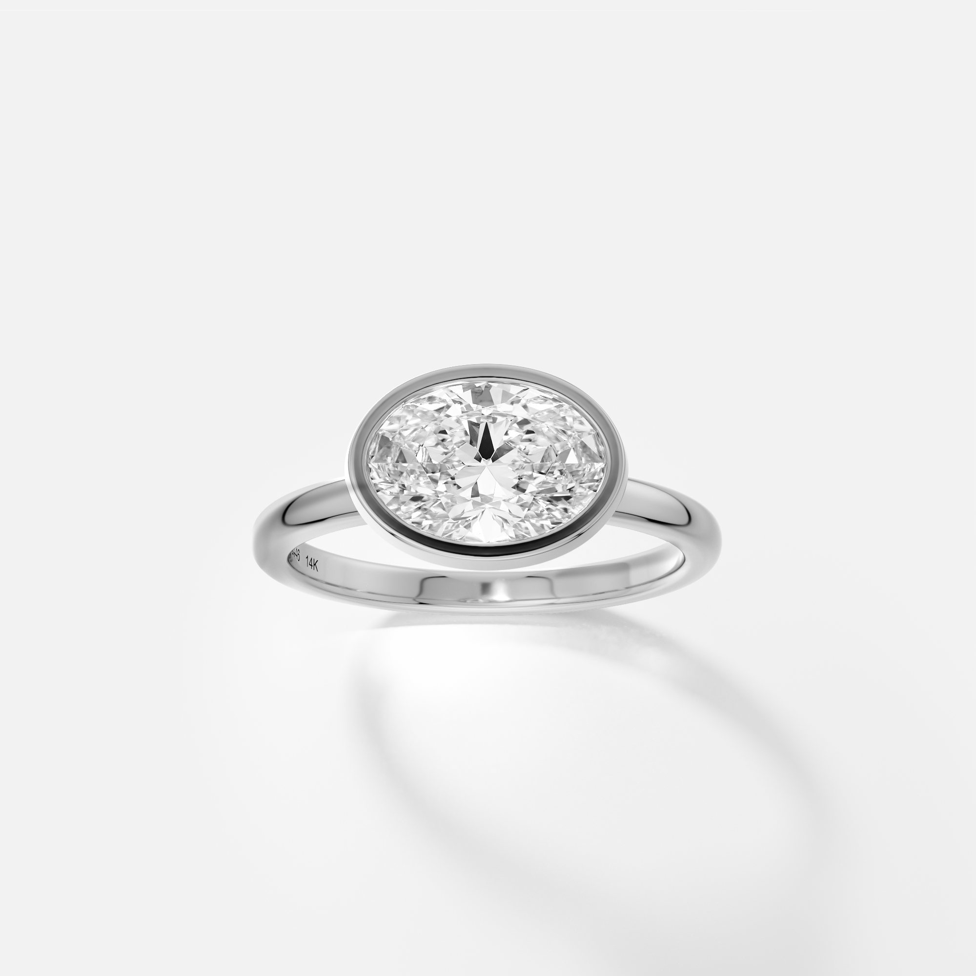 Cool Classic Domed Band Engagement Ring with  Oval Lab-grown Mined Diamond in 14k 18k yellow white rose gold platinum SHW Fine Jewelry