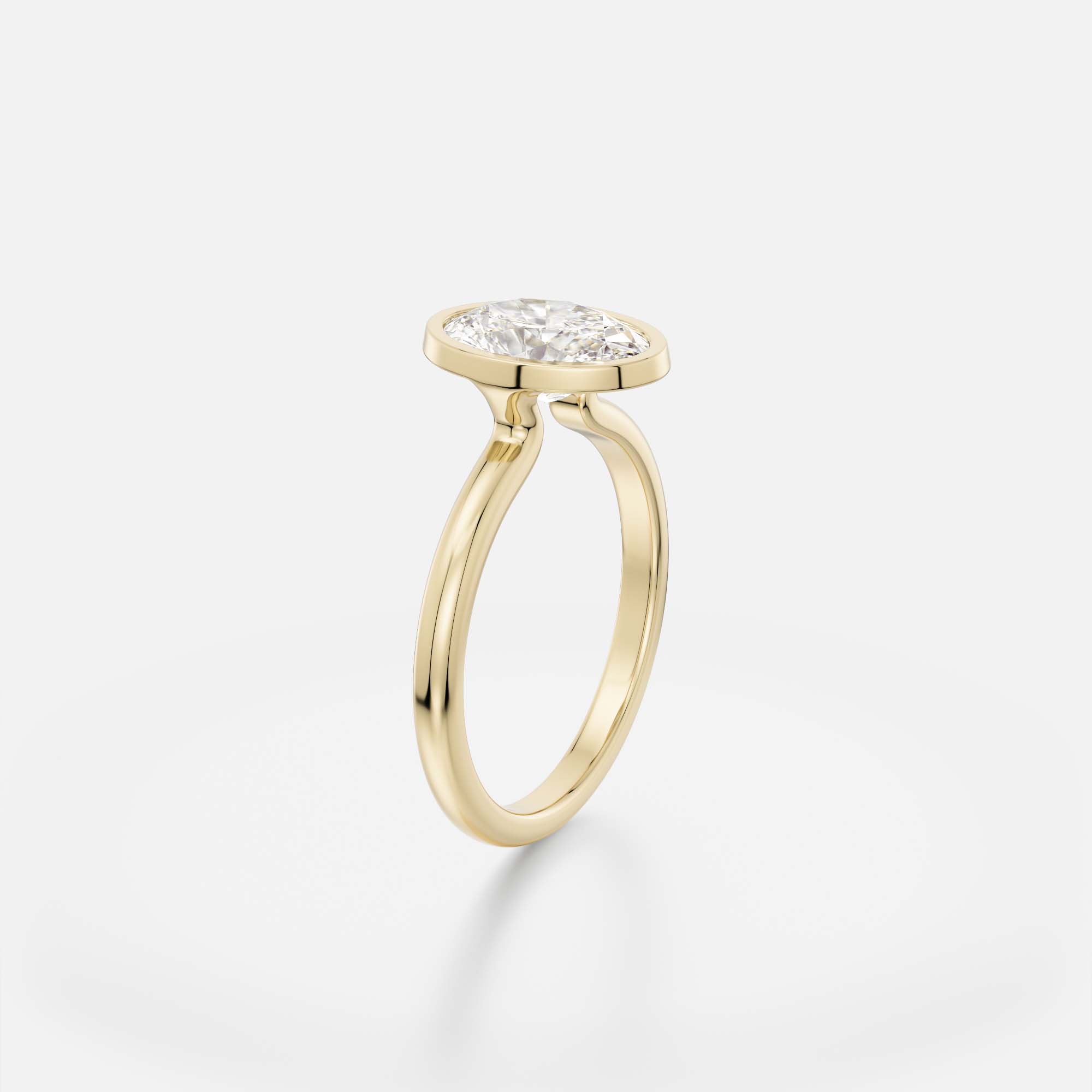Domed Band Engagement Rings with North South Oval Lab-grown Mined Diamond in 14k 18k yellow white rose gold platinum by SHW Fine Jewelry