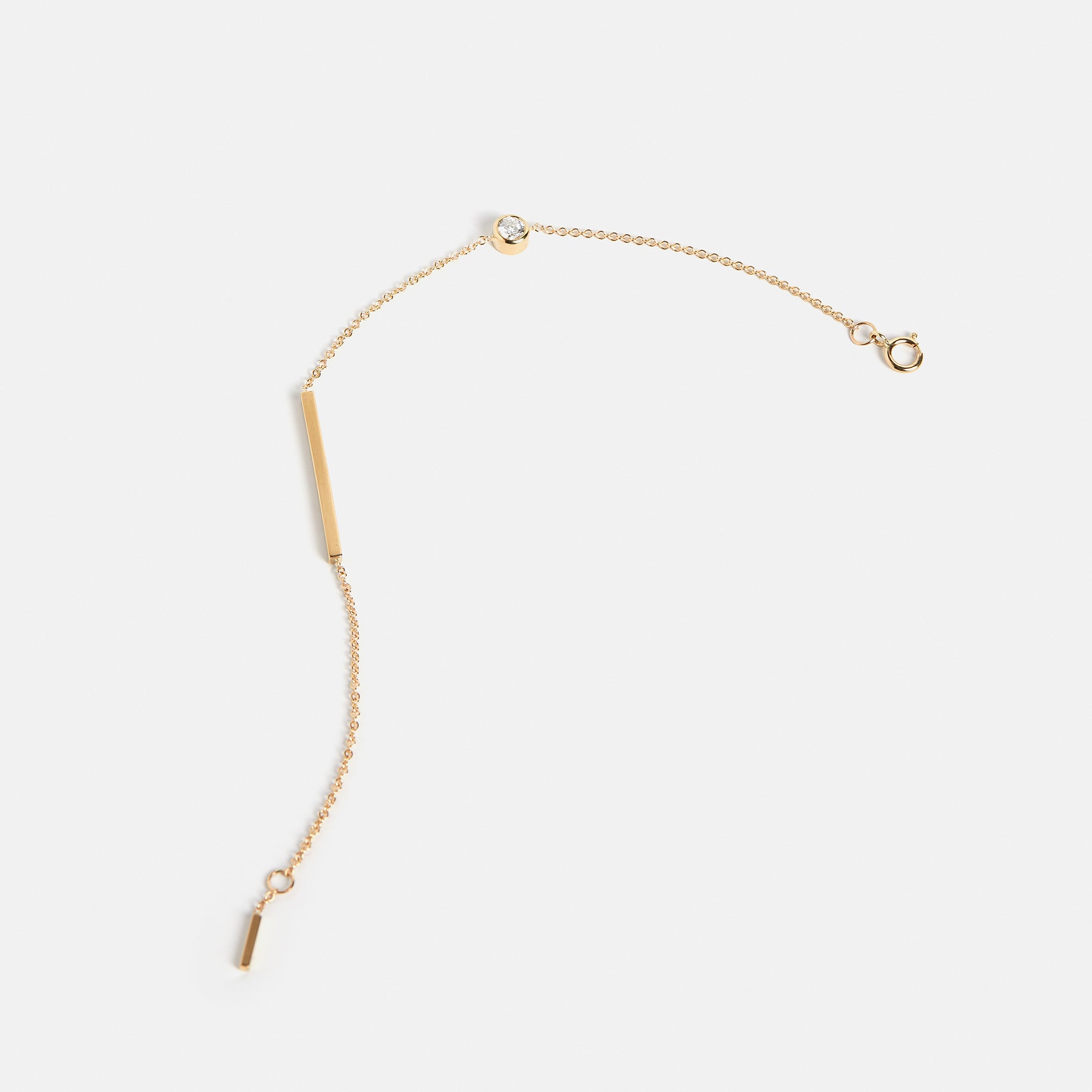 Designer bracelet with dainty chain and lab grown white diamond in solid 14k or 18k gold by SHW best fine jewelry store in downtown NYC