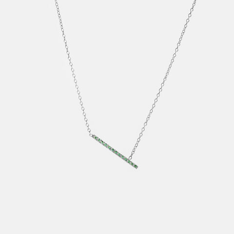 Tira Designer Necklace in 14k White Gold set with Emeralds By SHW Fine Jewelry NYC