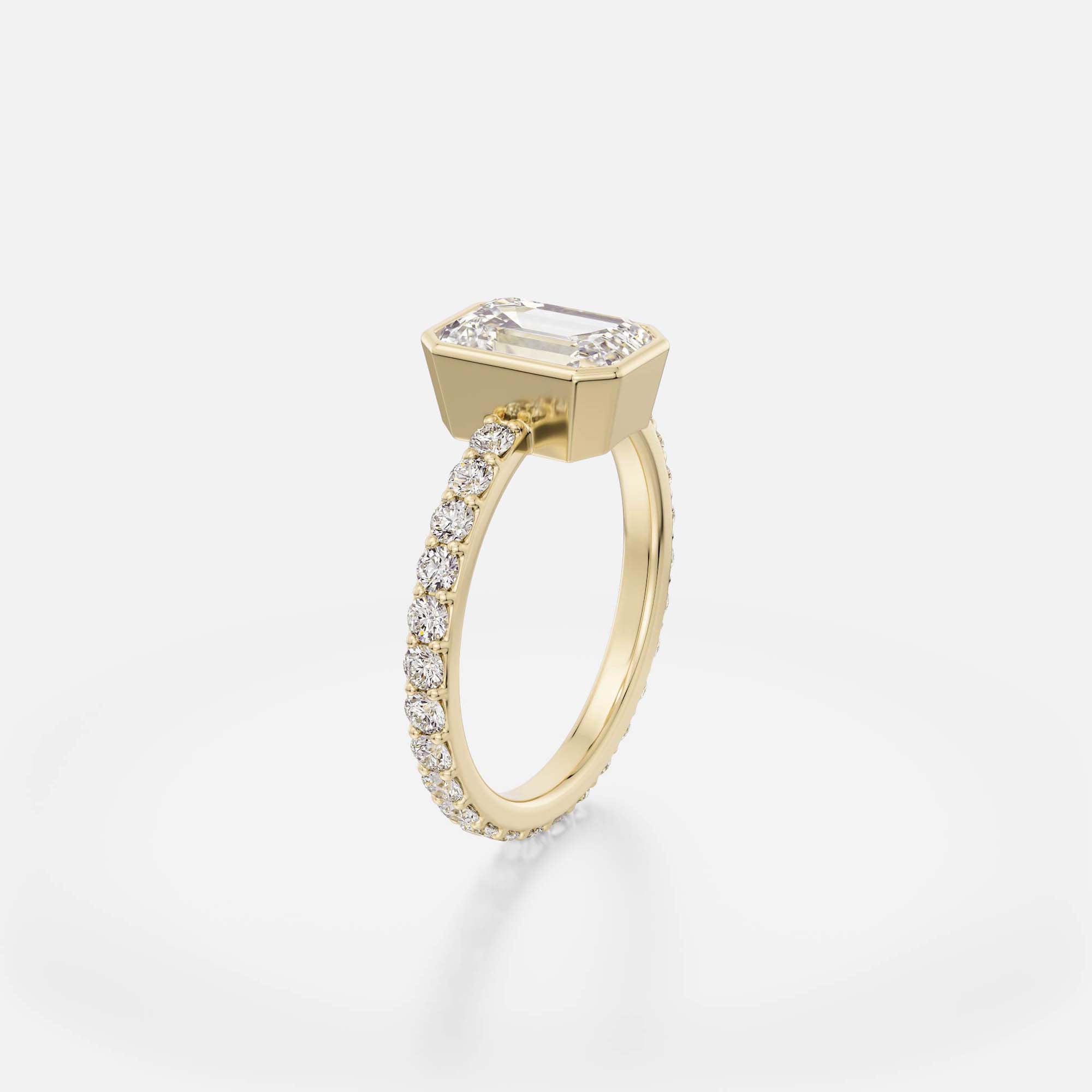 Eternity Band with Pave Bezel Engagement Ring with Emerald Lab-grown Mined Diamond in 14k 18k gold by SHW best Fine Jewelry stores NYC