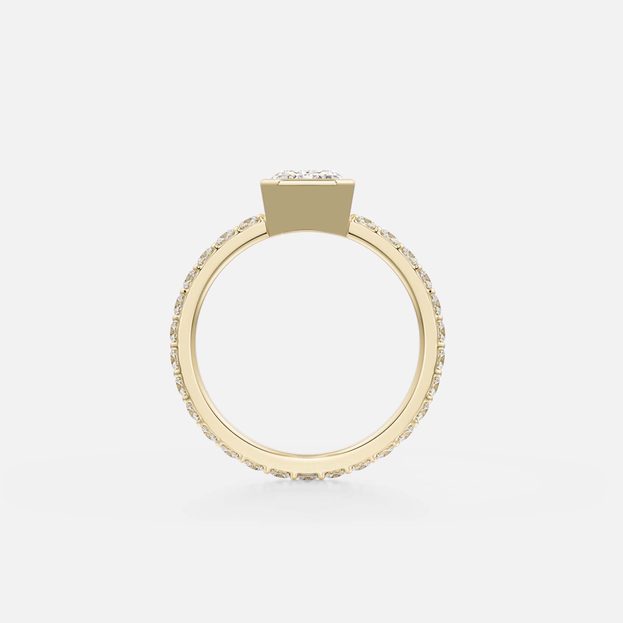 Pavé Band Bezel Engagement Ring Design with Emerald 1ct 2ct 3ct Lab made Natural Diamond in 14 karat 18 karat gold by SHW  Fine Jewelry