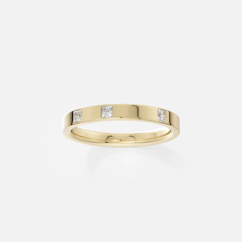 Unique Thin Wedding Band for Women with Princess Cut Natural White Diamonds in solid 14k, 18k gold by SHW best fine jewelry store in NYC
