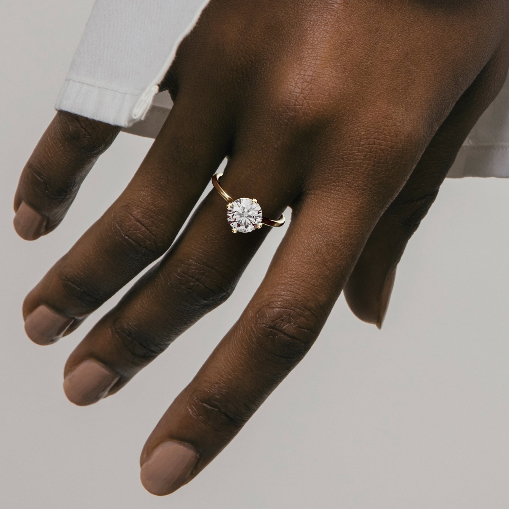 Minimalist Solitaire Ring Style with Round 1 2 3 carat laboratory natural diamond in solid 14karat 18karat gold by SHW Jewelry New York City