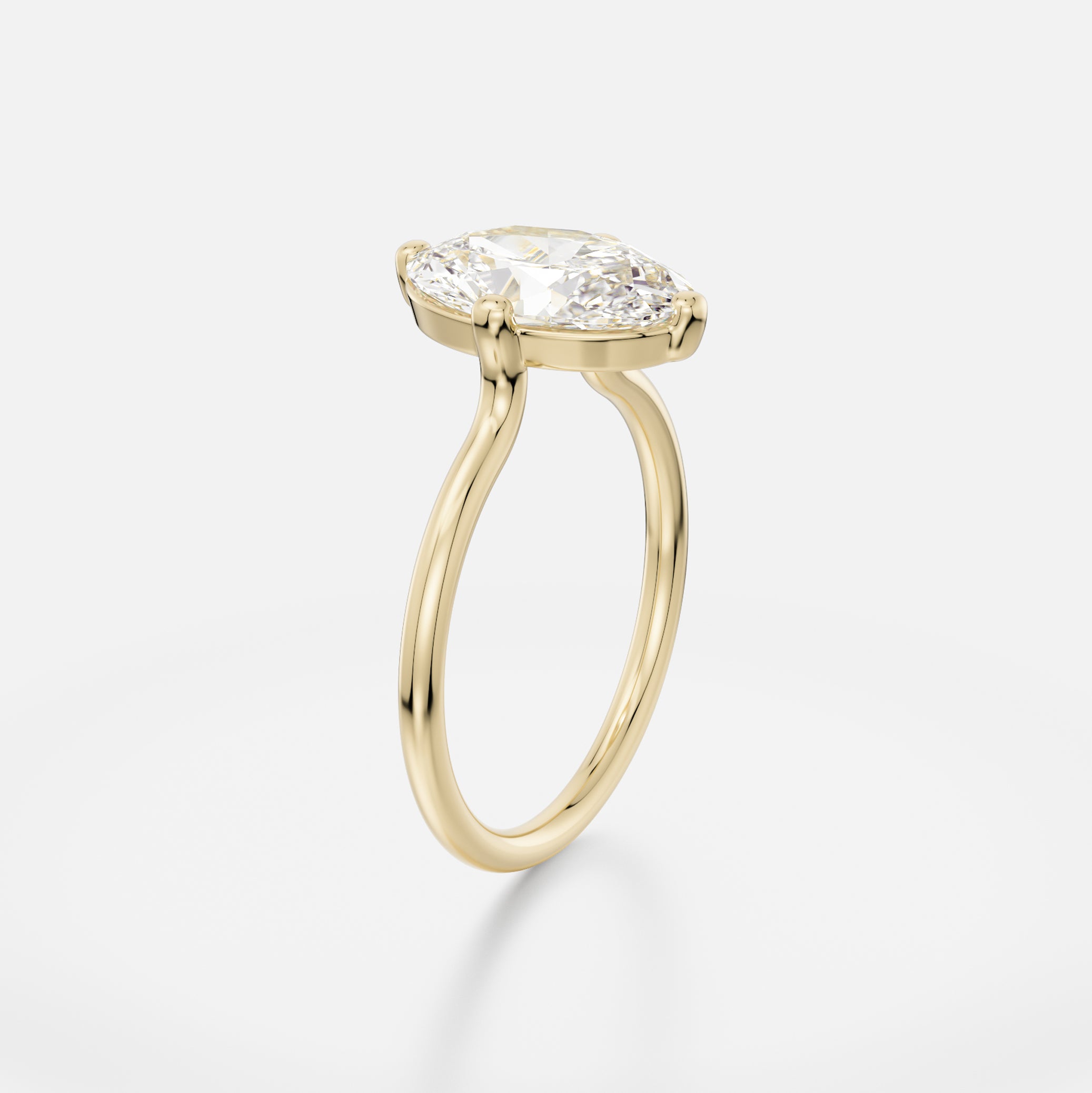 Prong Setting Simple Engagement Ring with Oval Lab made Mined Diamond in 14k 18k yellow white rose gold platinum by SHW Fine Jewelry NYC