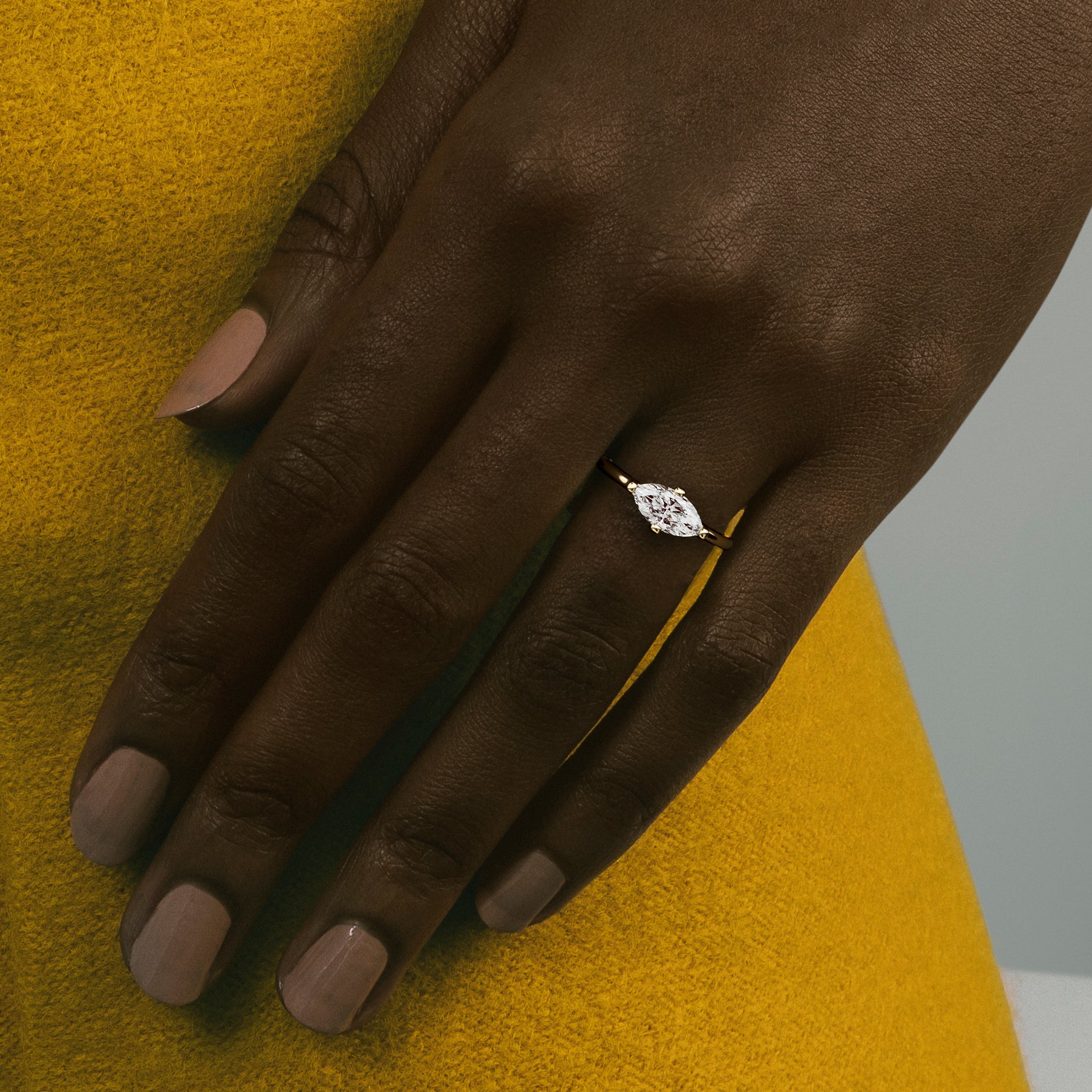 Prong Set Engagement Ring with Marquise 1.0ct 2.0ct 3.0ct lab grown natural diamond in 14karat 18karat by SHW fine jewelry near me NYC