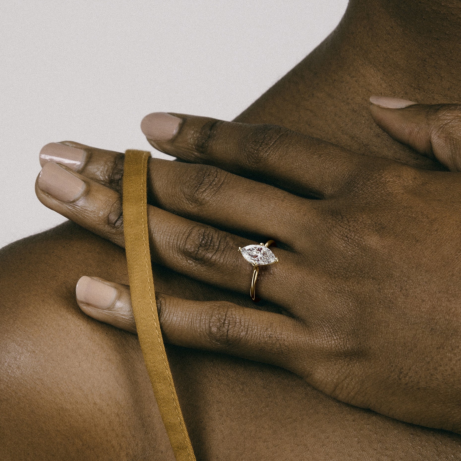 Simple Rounded Engagement Ring with Marquise 1.0ct 2.0ct 3.0ct lab grown natural diamond in 14karat 18karat by SHW fine jewelry near me NYC