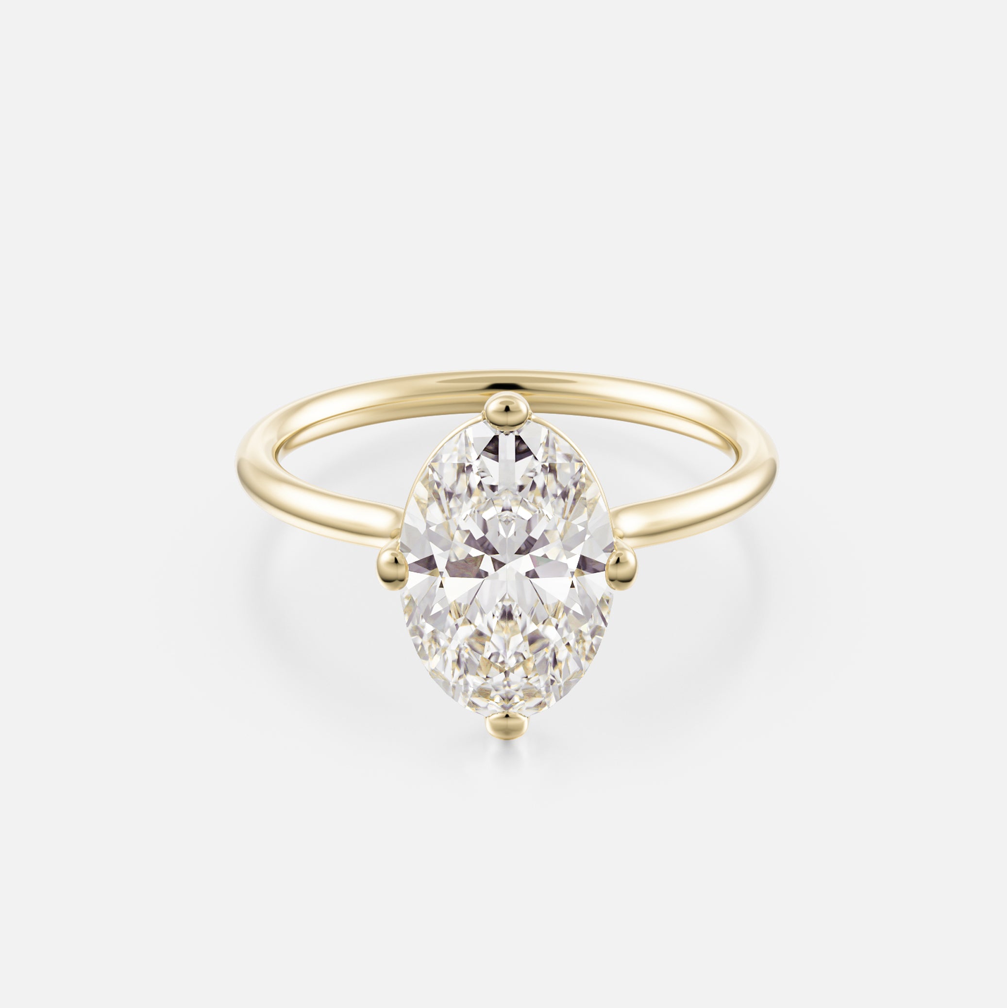 Thin Band Engagement Ring with Oval Lab-grown Natural Diamond 14k 18k yellow white rose gold or platinum by SHW famous fine jewelry stores NYC