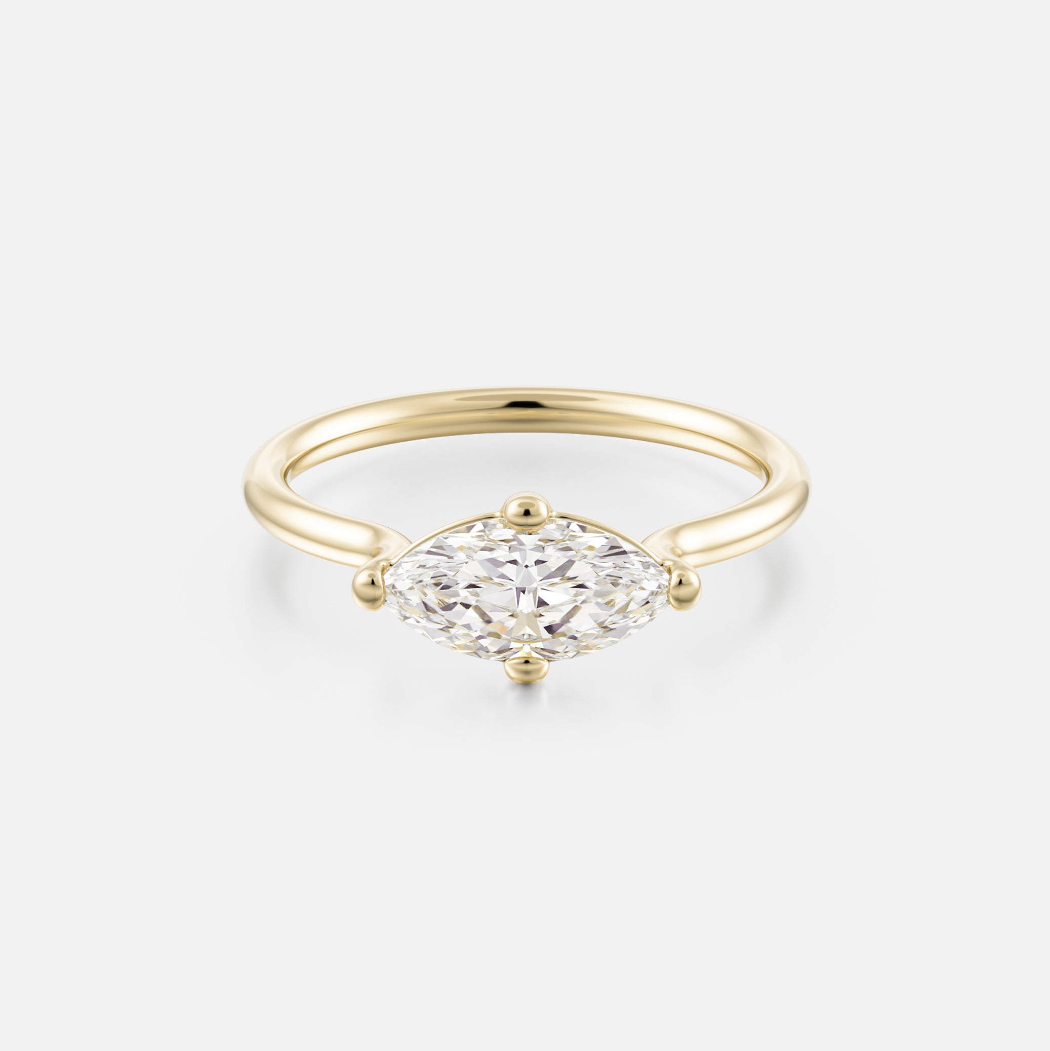 Unusual Prong Engagement Ring with Marquise Lab-grown Natural Diamond 14k 18k yellow white rose gold or platinum by SHW Fine Jewelry NYC NJ