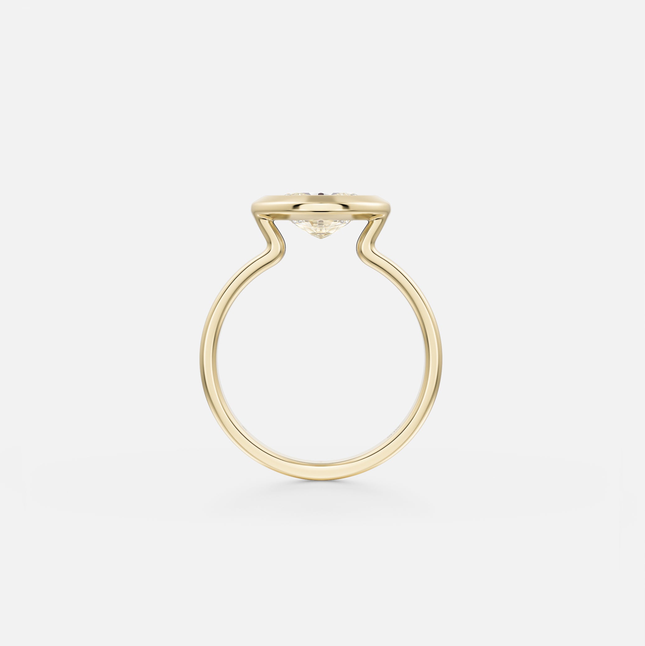 Unusual Bezel Setting Engagement Ring with East West Oval lab grown natural diamond in 14 karat 18 karat gold by SHW nearby NYC Downtown