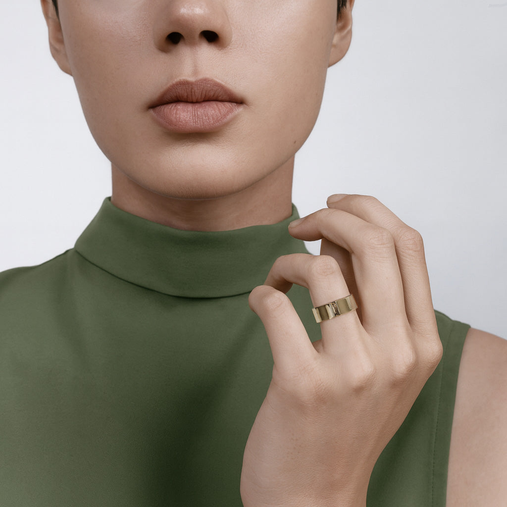Cool Minimal Wedding Band for Men with a Unique Design and Quartz in solid 14k yellow gold by SHW best fine jewelry store in downtown NYC