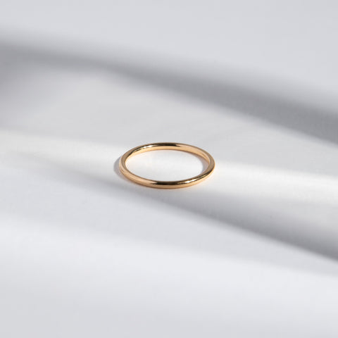 Dainty Womens Stackable Wedding Band with Round profile in Solid 14k yellow gold by SHW coolest fine jewelry store in NYC East Village