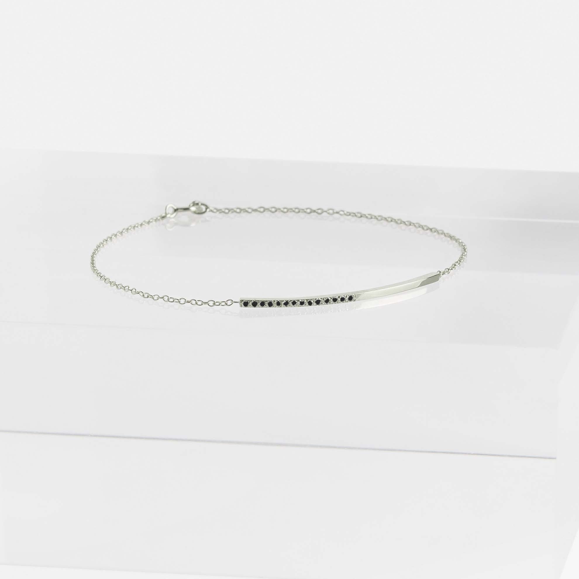 Iva Simple Bracelet in 14k White Gold set with Black Diamonds By SHW Fine Jewelry NYC