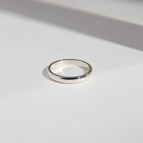 Simple Domed Wedding Band with Custom Engraving in solid 14k 18k yellow white rose gold platinum by SHW cool fine jewelry store in NYC