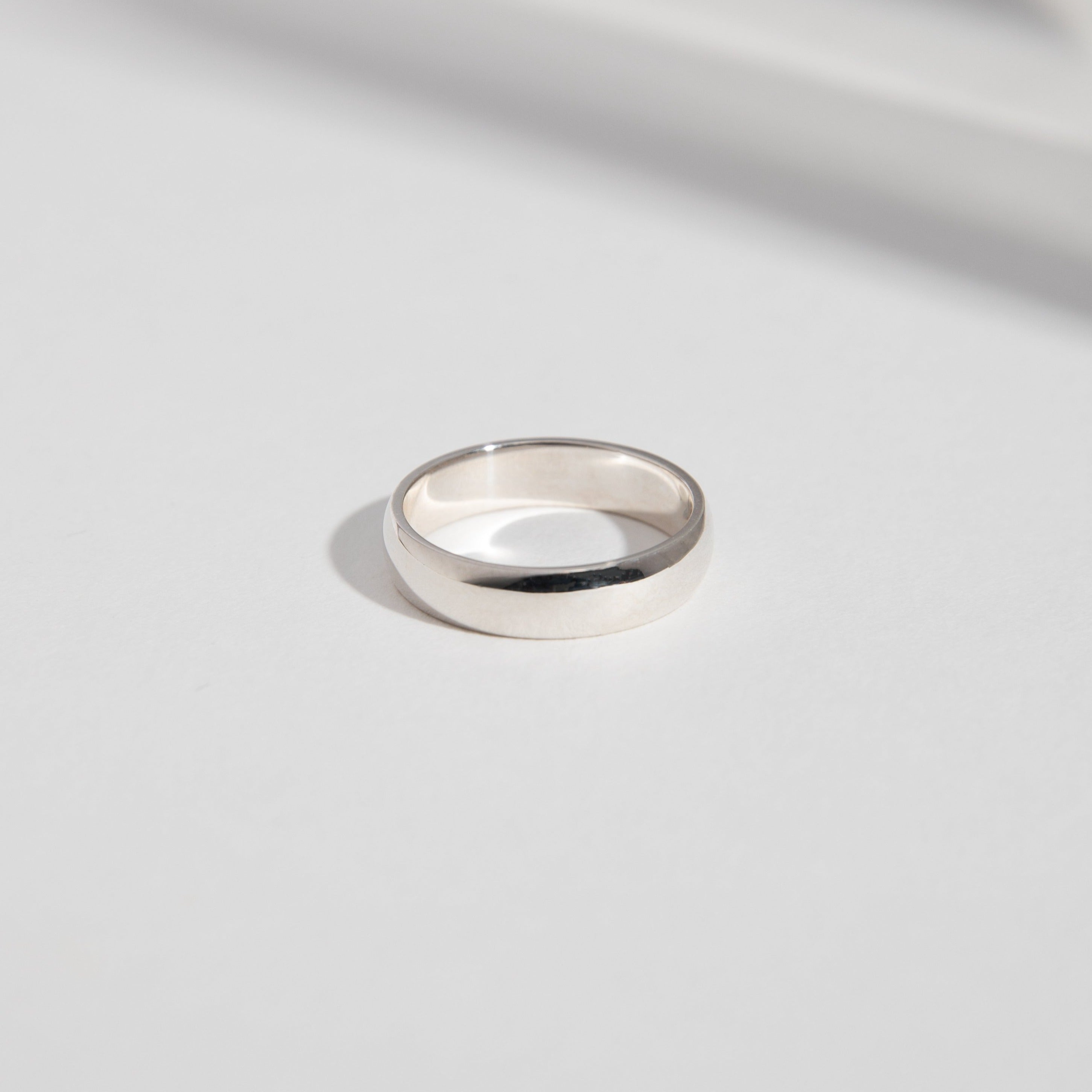 Classic Mens Wedding Ring with Domed Profile in solid 14 karat yellow white or rose gold by SHW famous fine jewelry store in Downtown NYC