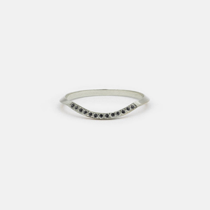 Arba Thin Ring in 14k White Gold set with Black Diamonds By SHW Fine Jewelry New York City