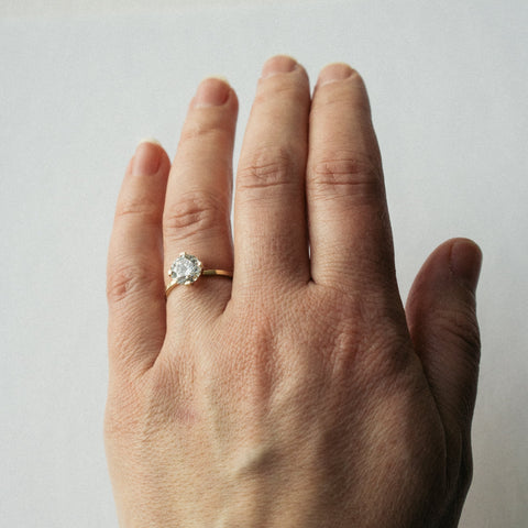 Minimal Prong Setting Engagement Ring with 1.5ct lab-grown diamond in 14 karat yellow gold by SHW fine jewelry stores in New York City SoHo