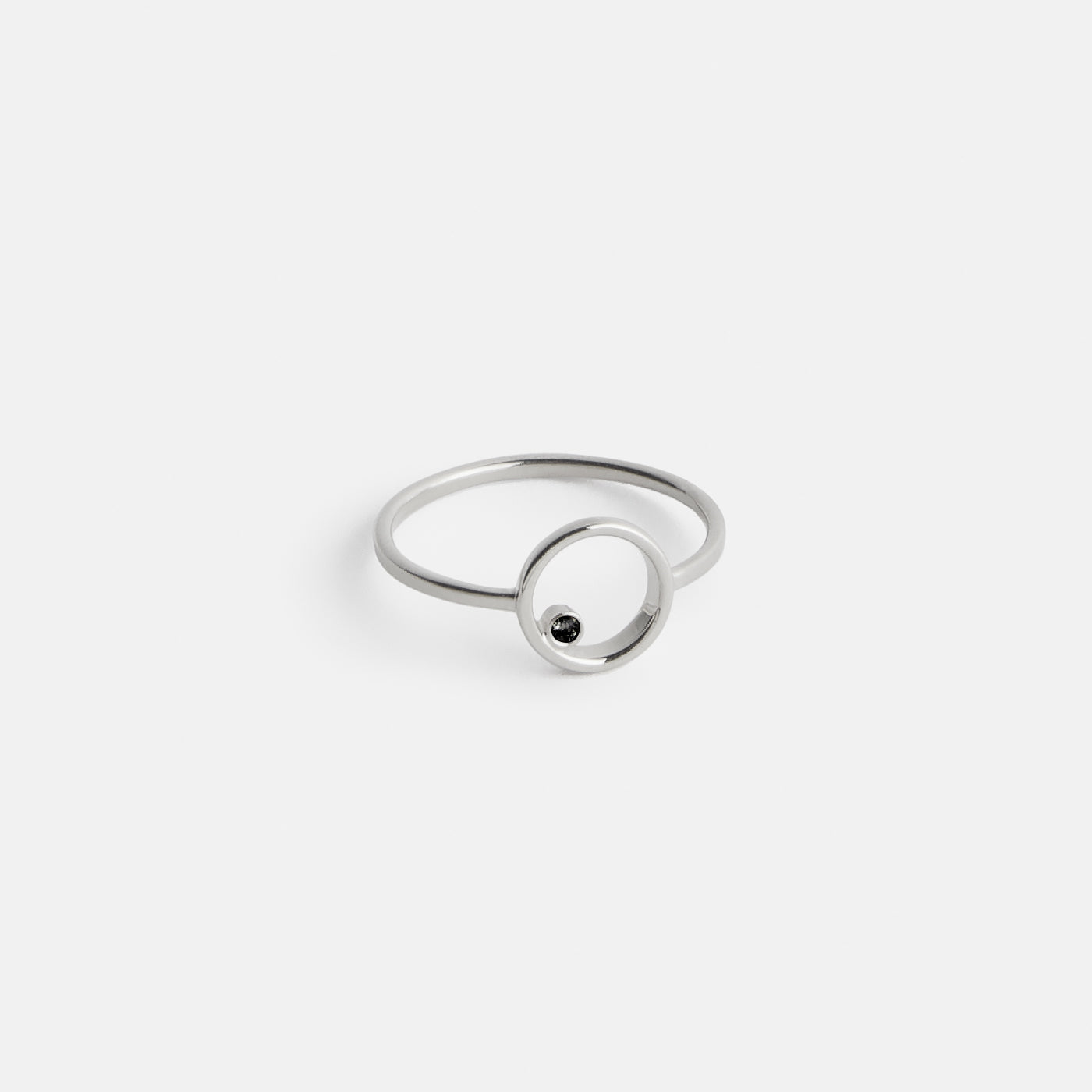 Ila Unique Ring in 14k White Gold set with Black Diamond by SHW Fine Jewelry NYC