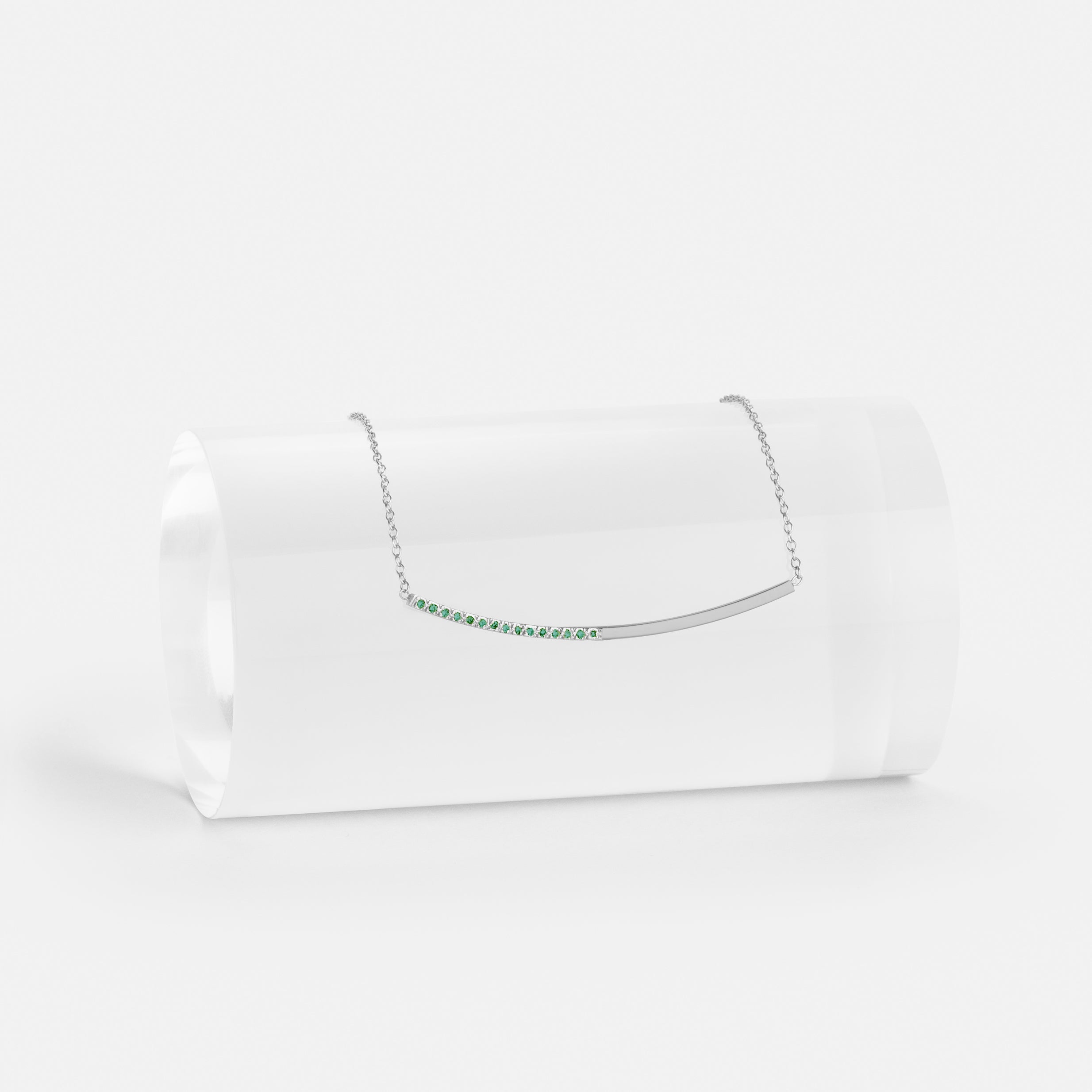 Iva Minimal Choker in 14k White Gold set with Emeralds By SHW Fine Jewelry NYC