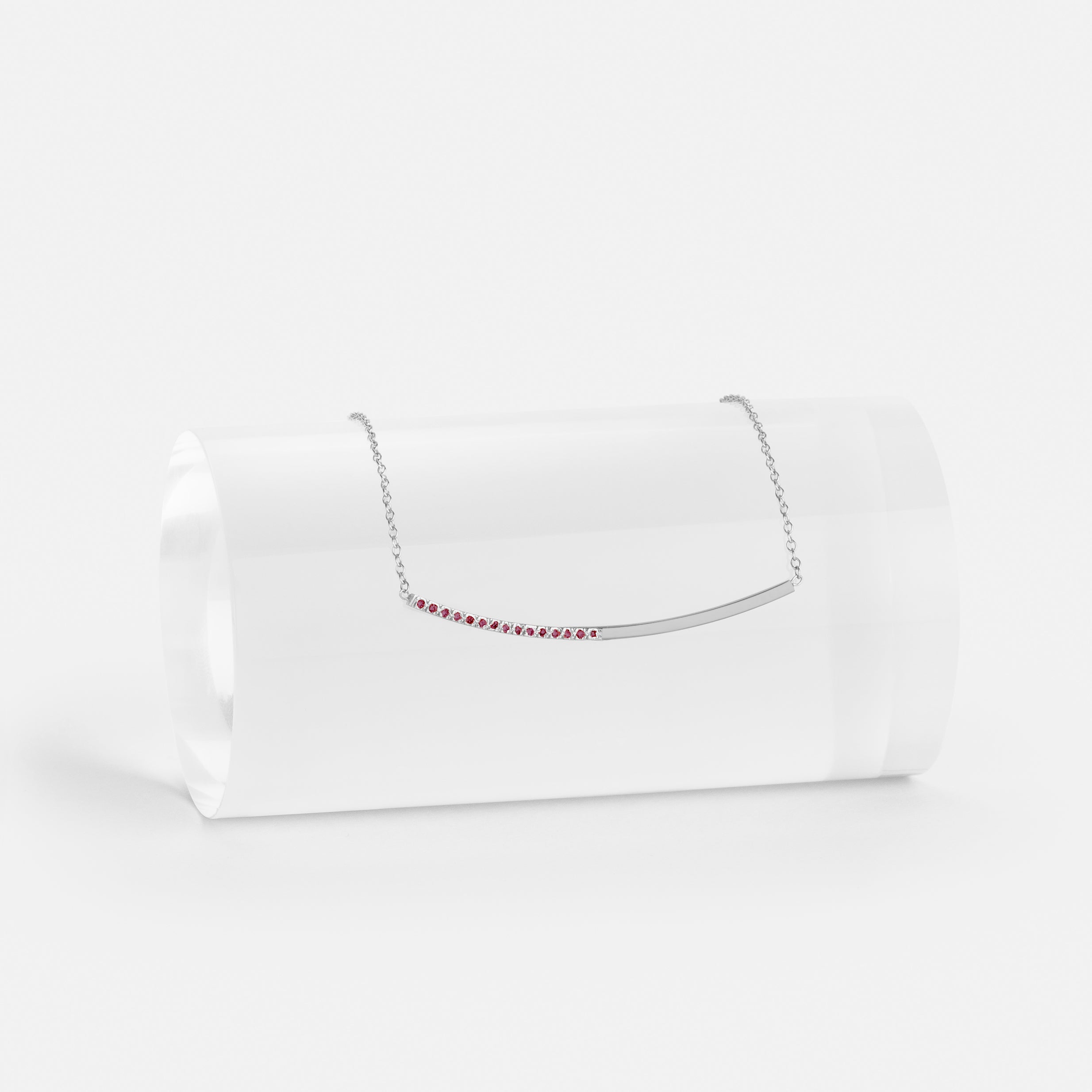 Iva Minimalist Choker in 14k White Gold set with Rubies By SHW Fine Jewelry NYC