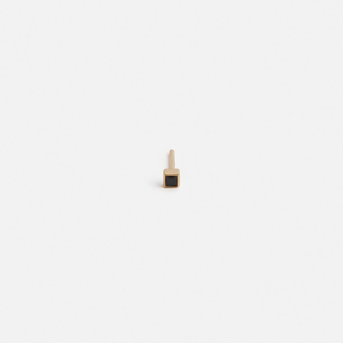 Small Designer Ona Bar Stud in 14k Gold set with White Diamond By SHW Fine Jewelry NYC