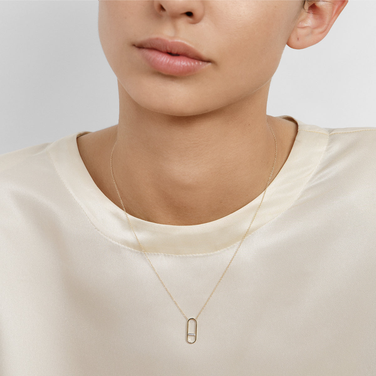 Ranga Designer Necklace in 14k Gold set with White Baguette Diamond By SHW Fine Jewelry NYC