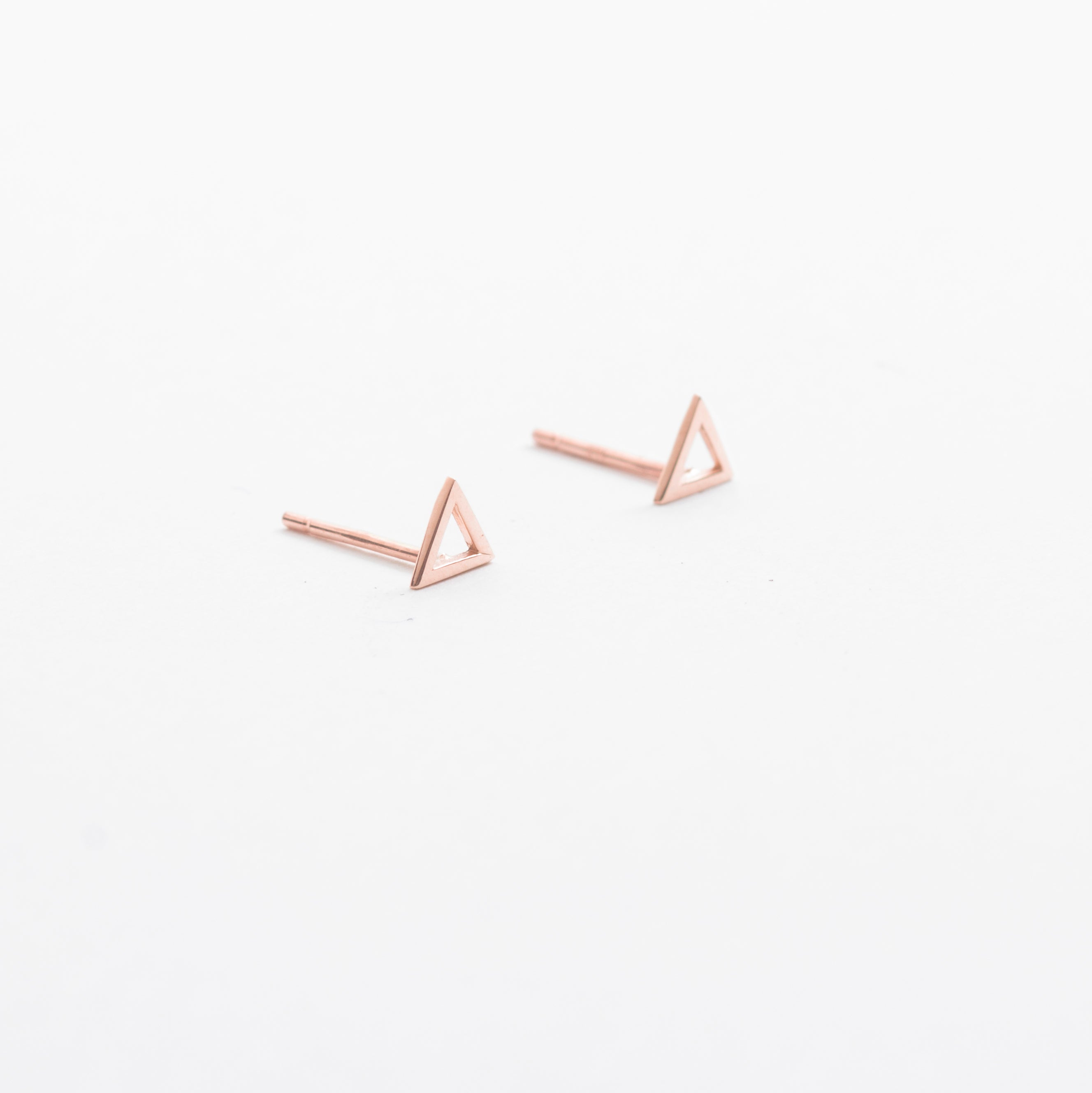 Tati Unique Triangle Studs in 14k Rose Gold By SHW Fine Jewelry NYC