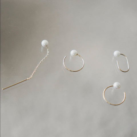 Lili alternative earrings in 14k yellow gold with pearls made in NYC by SHW fine Jewelry