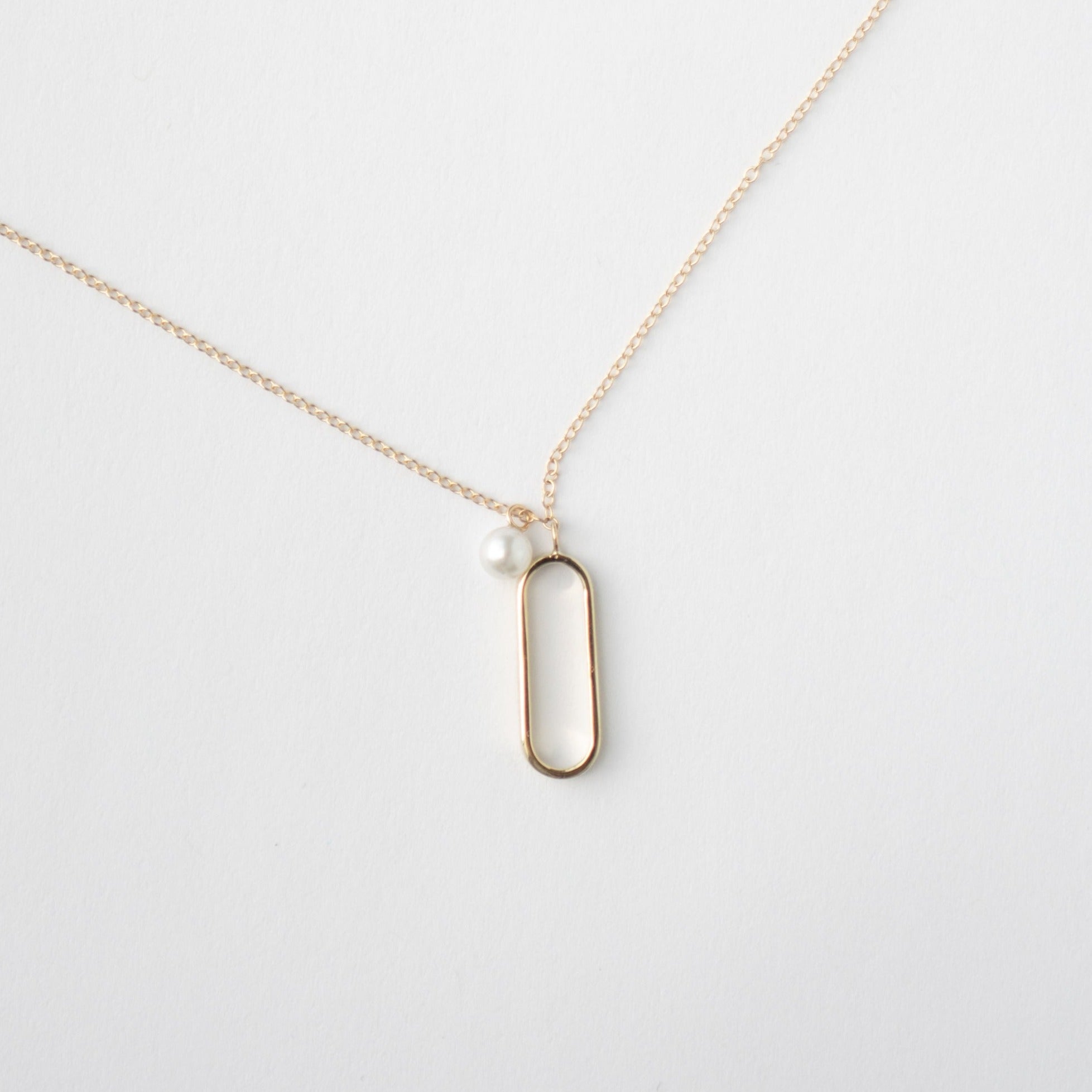 Rengi unconventional necklace in 14k yellow gold with pearls made in NYC by SHW fine Jewelry