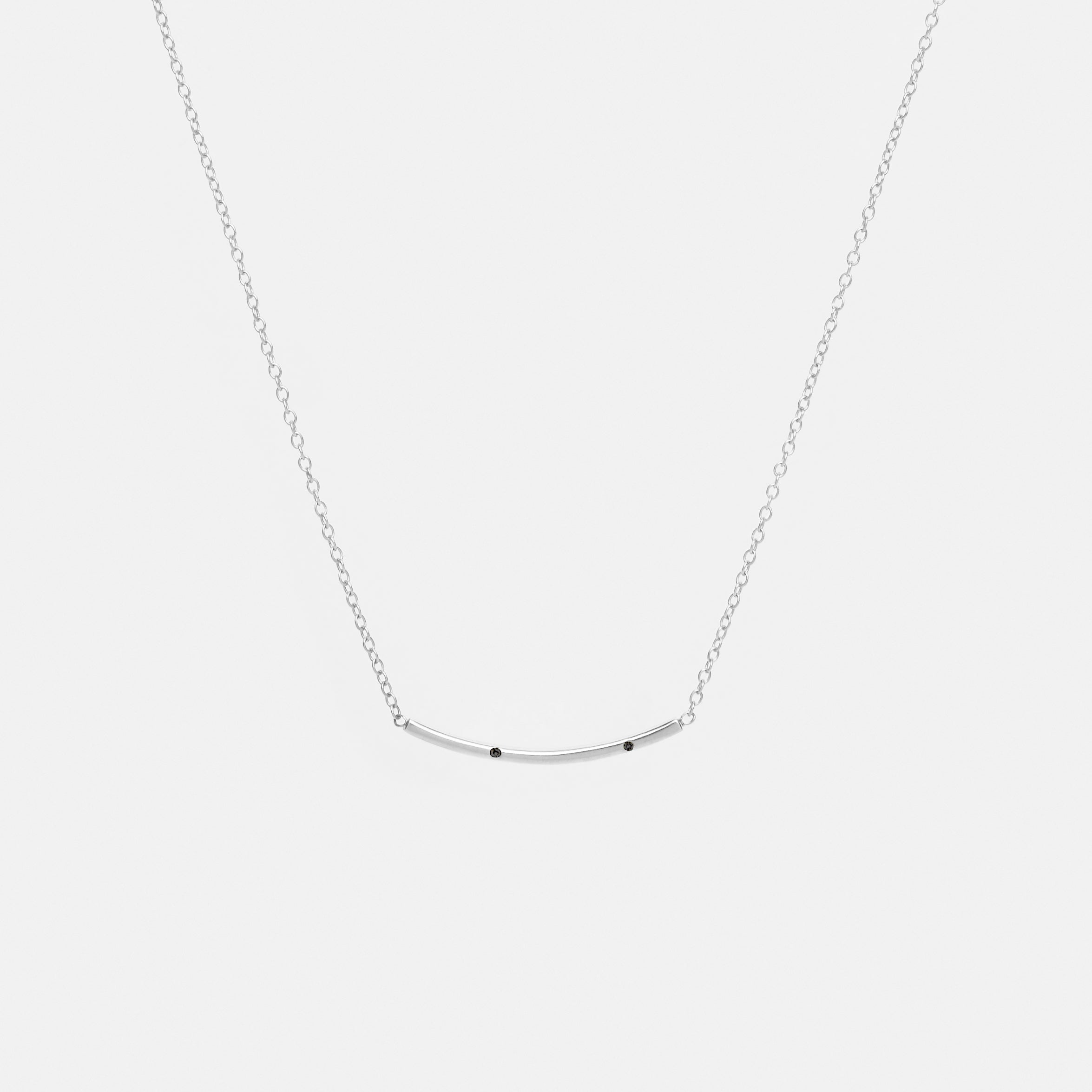 Sara Minimalist Necklace in Sterling Silver set with Black Diamonds By SHW Fine Jewelry NYC