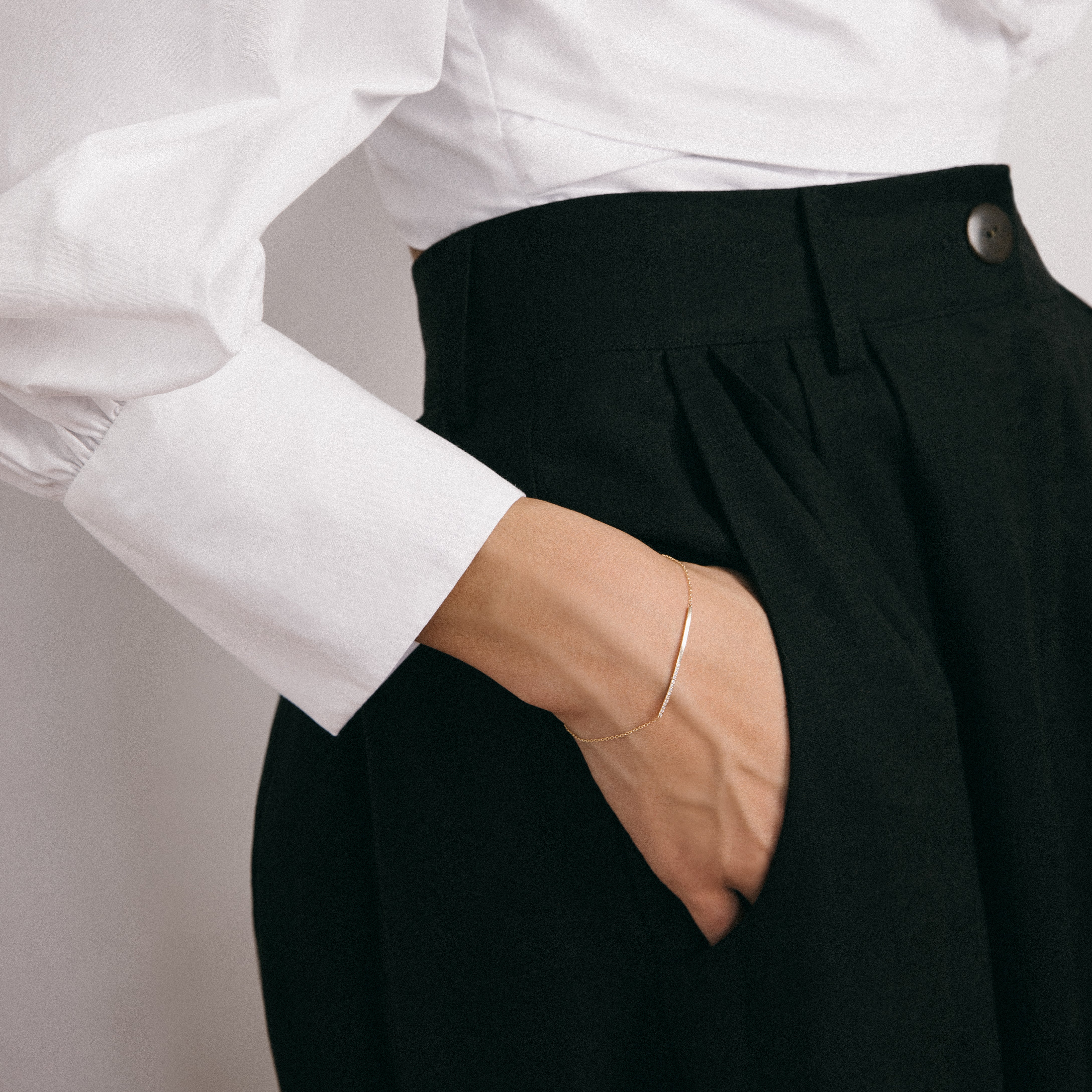 Iva Unconventional Bracelet in 14k Gold set with White Diamonds By SHW Fine Jewelry NYC