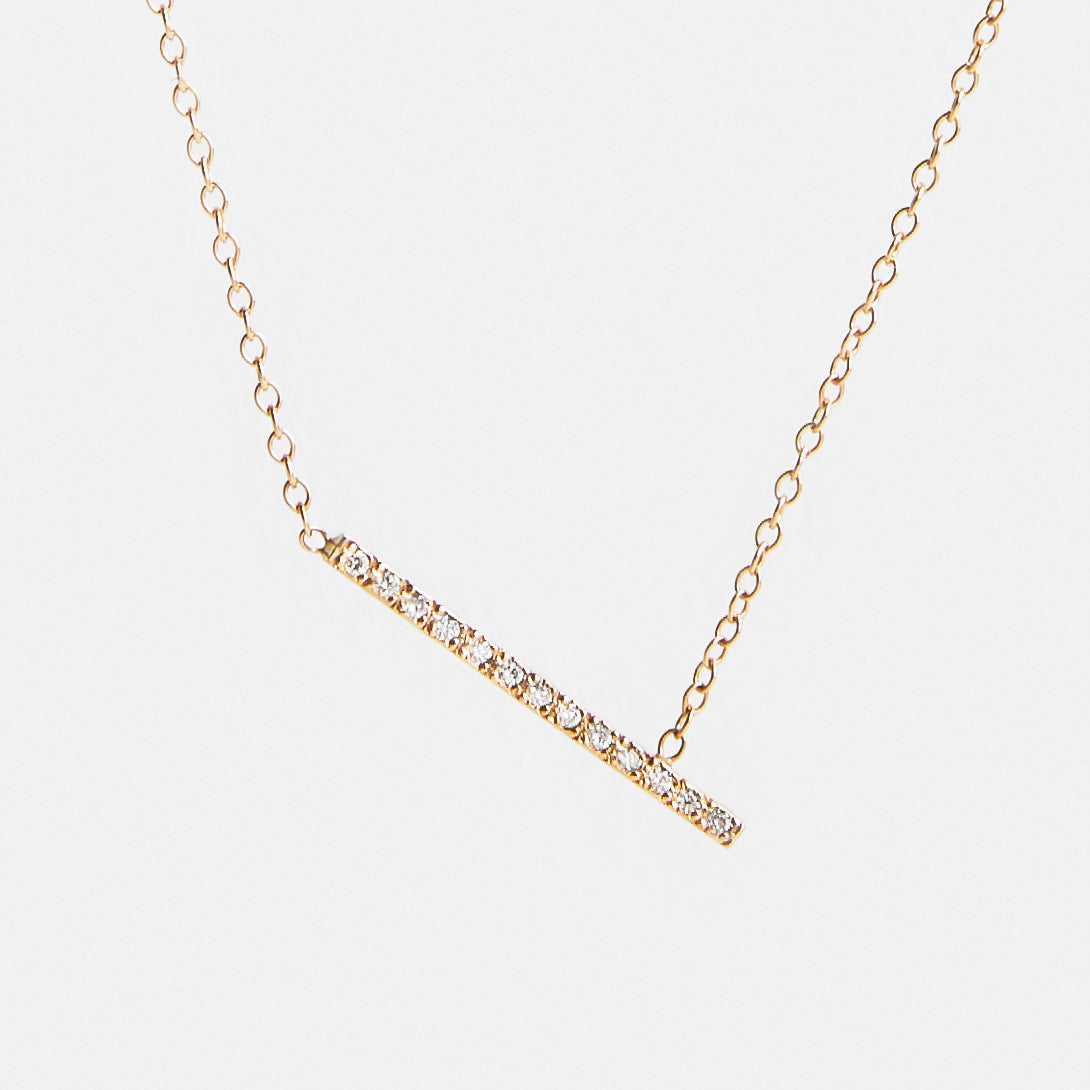 Tira Handmade Necklace in 14k Gold set with White Diamonds By SHW Fine Jewelry NYC