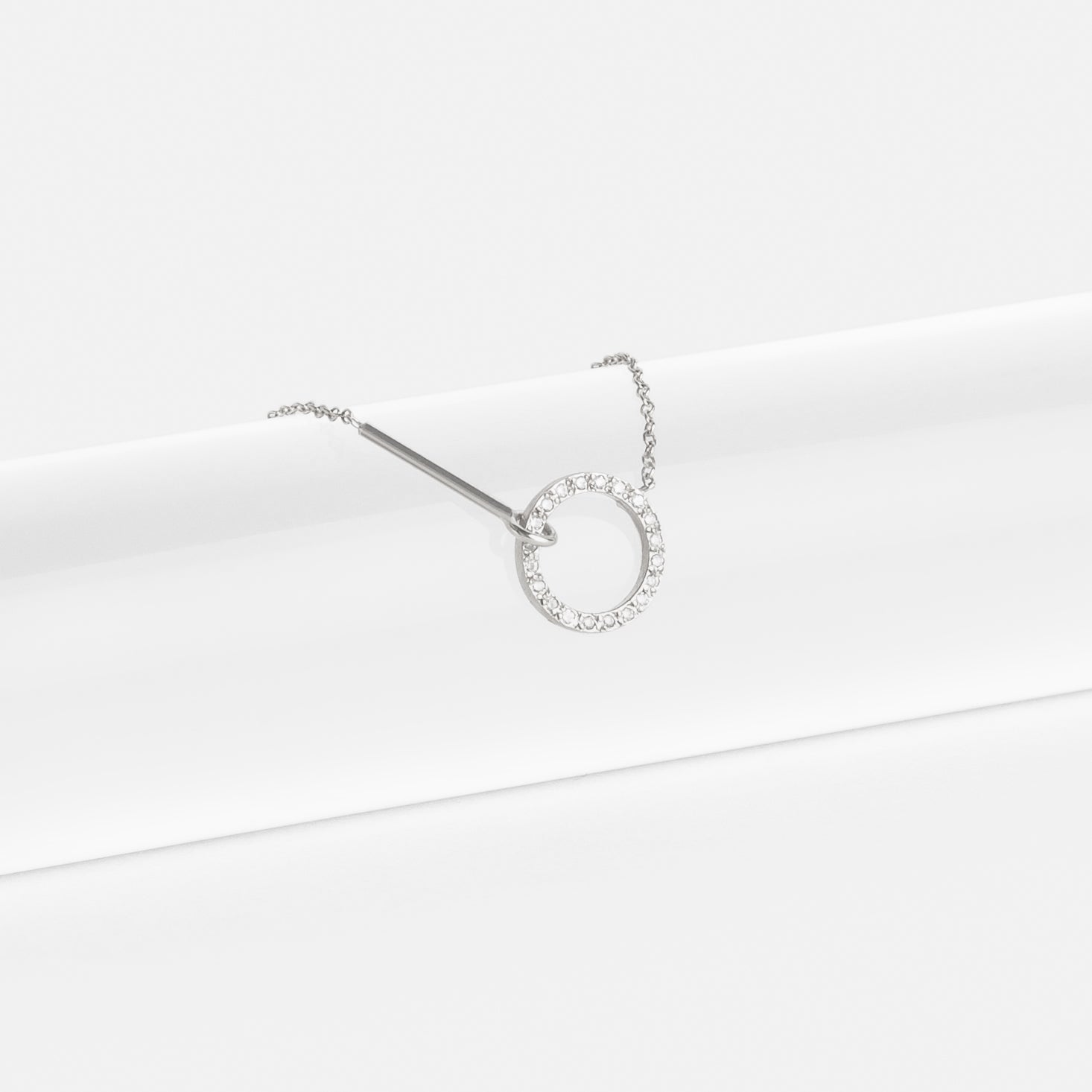 Visata Unconventional Necklace in 14k White Gold set with White Diamonds By SHW Fine Jewelry NYC