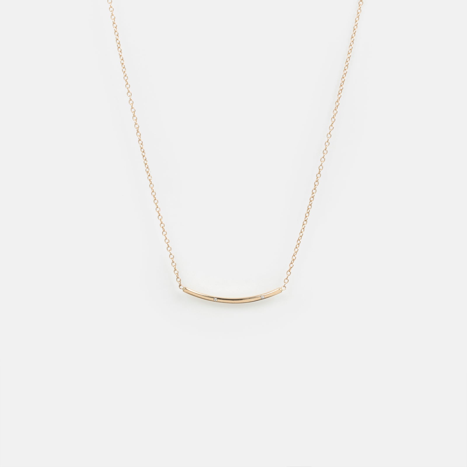 Sara Minimalist Necklace in 14k Gold set with White Diamonds By SHW Fine Jewelry NYC