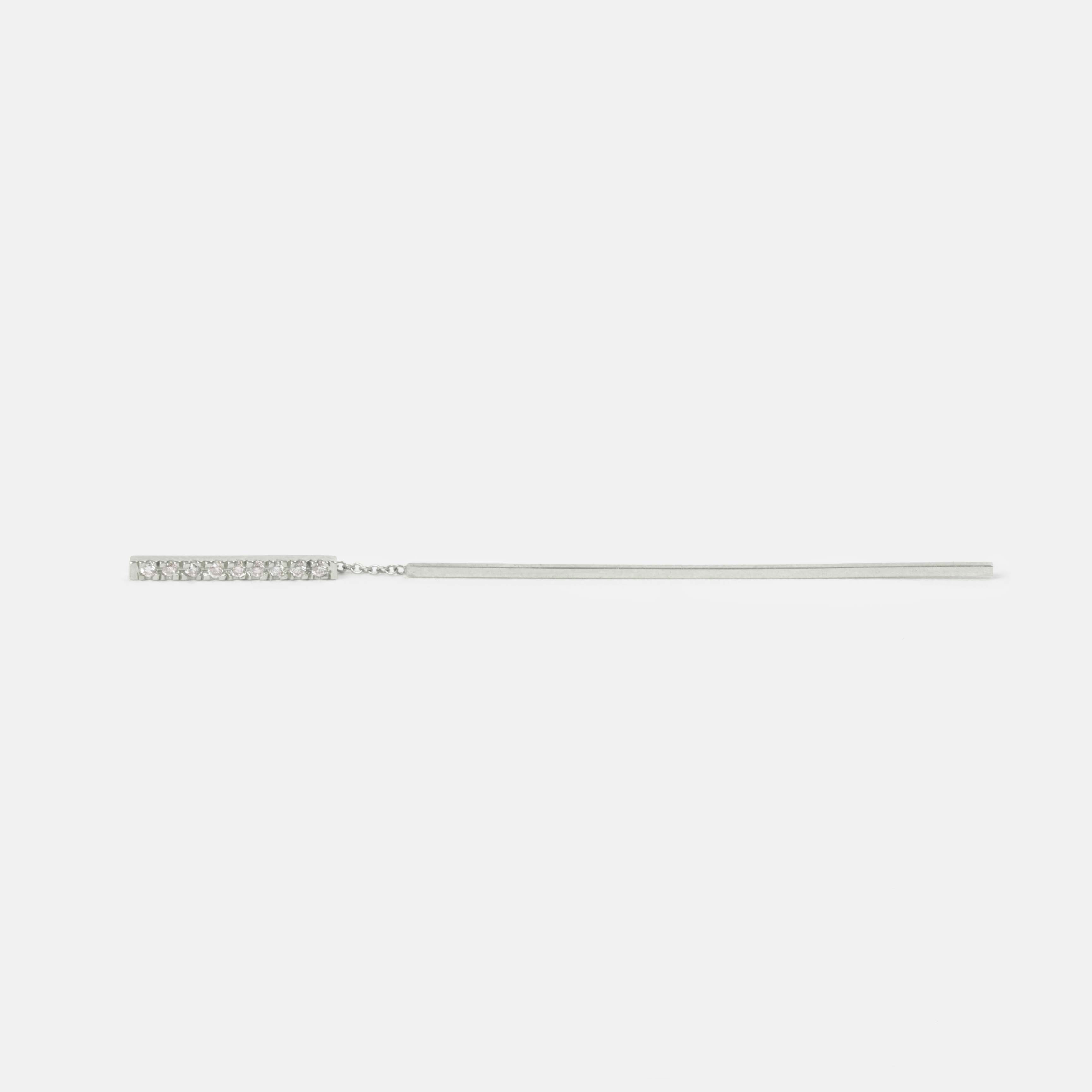 Veva Handmade Pull Through Earring in 14k White Gold set with White Diamonds By SHW Fine Jewelry NYC