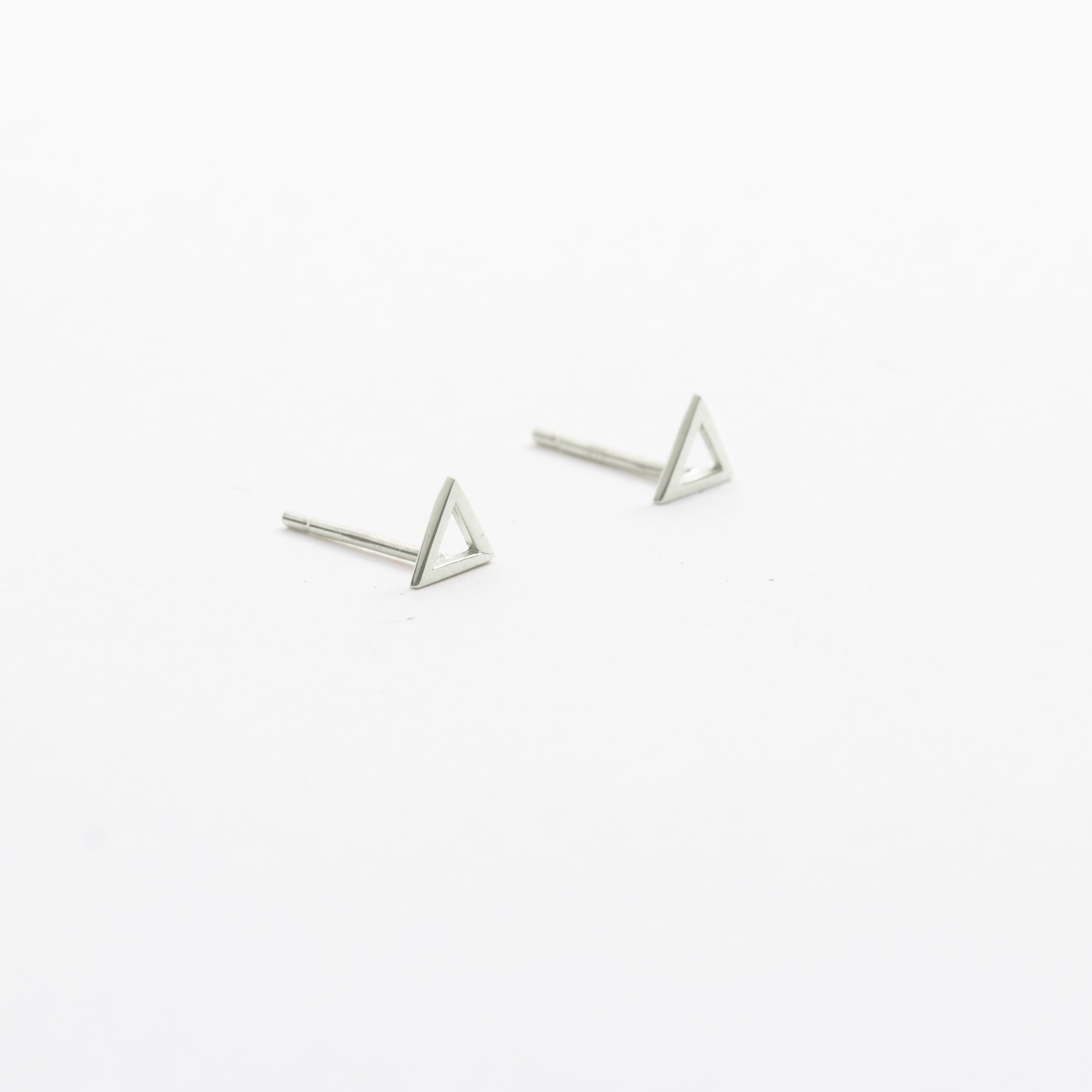 Tati Simple Triangle Studs in 14k White Gold By SHW Fine Jewelry New York CIty
