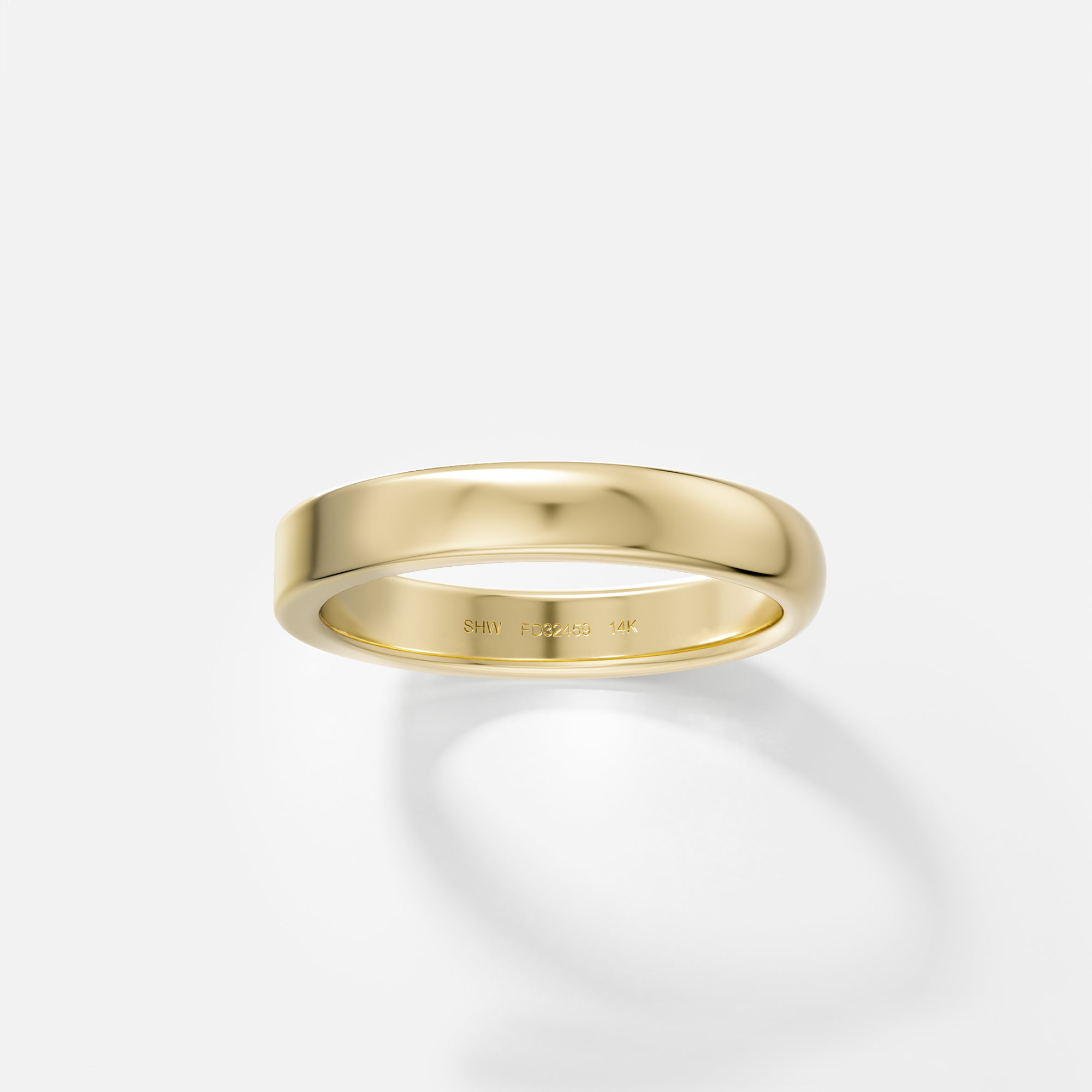 14k yellow gold 3mm dual profile wedding band with flat and rounded sides