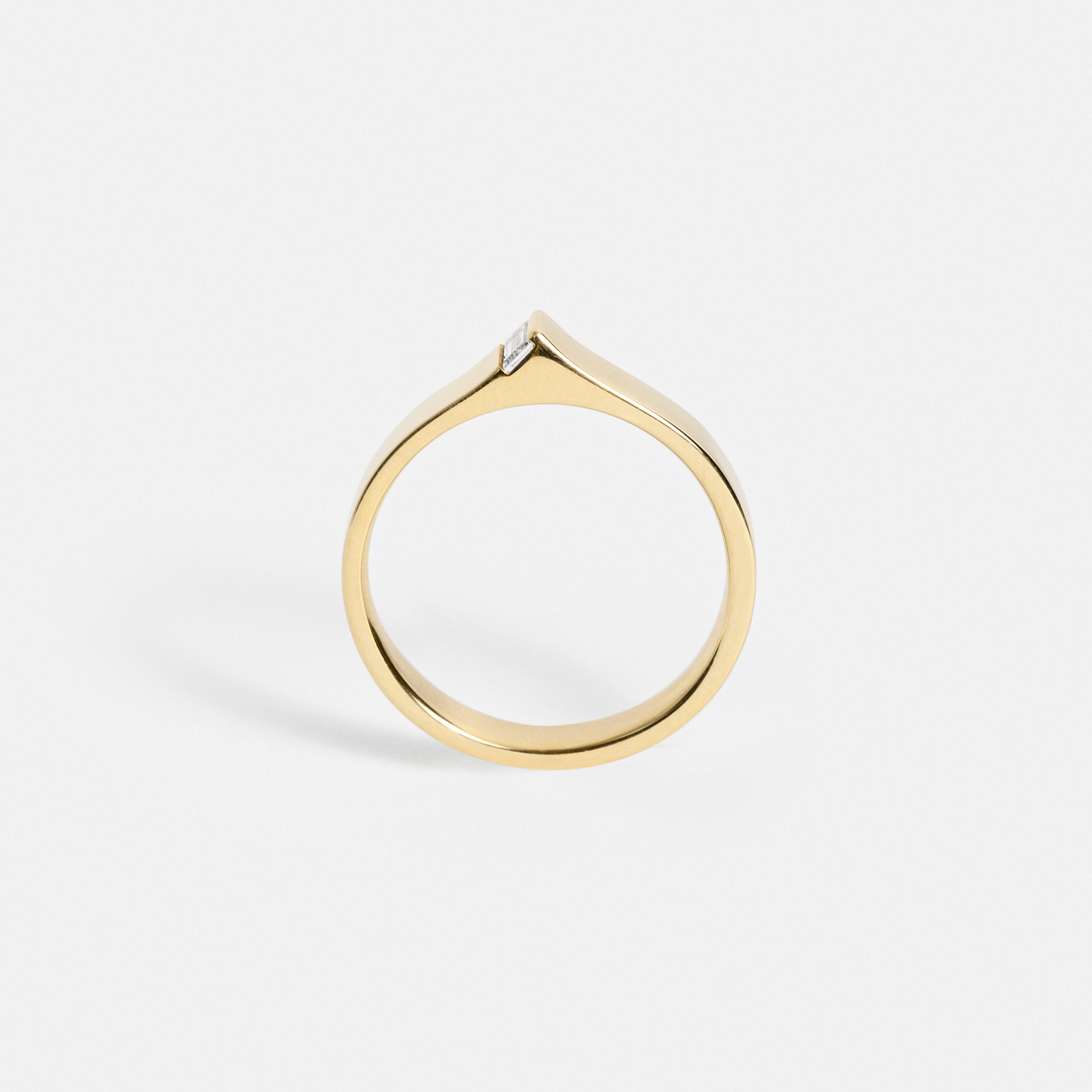 Contemporary Statement Ring with Baguette Mined Diamond in solid 14k yellow white rose gold by SHW cool fine jewelry store in NYC nearby