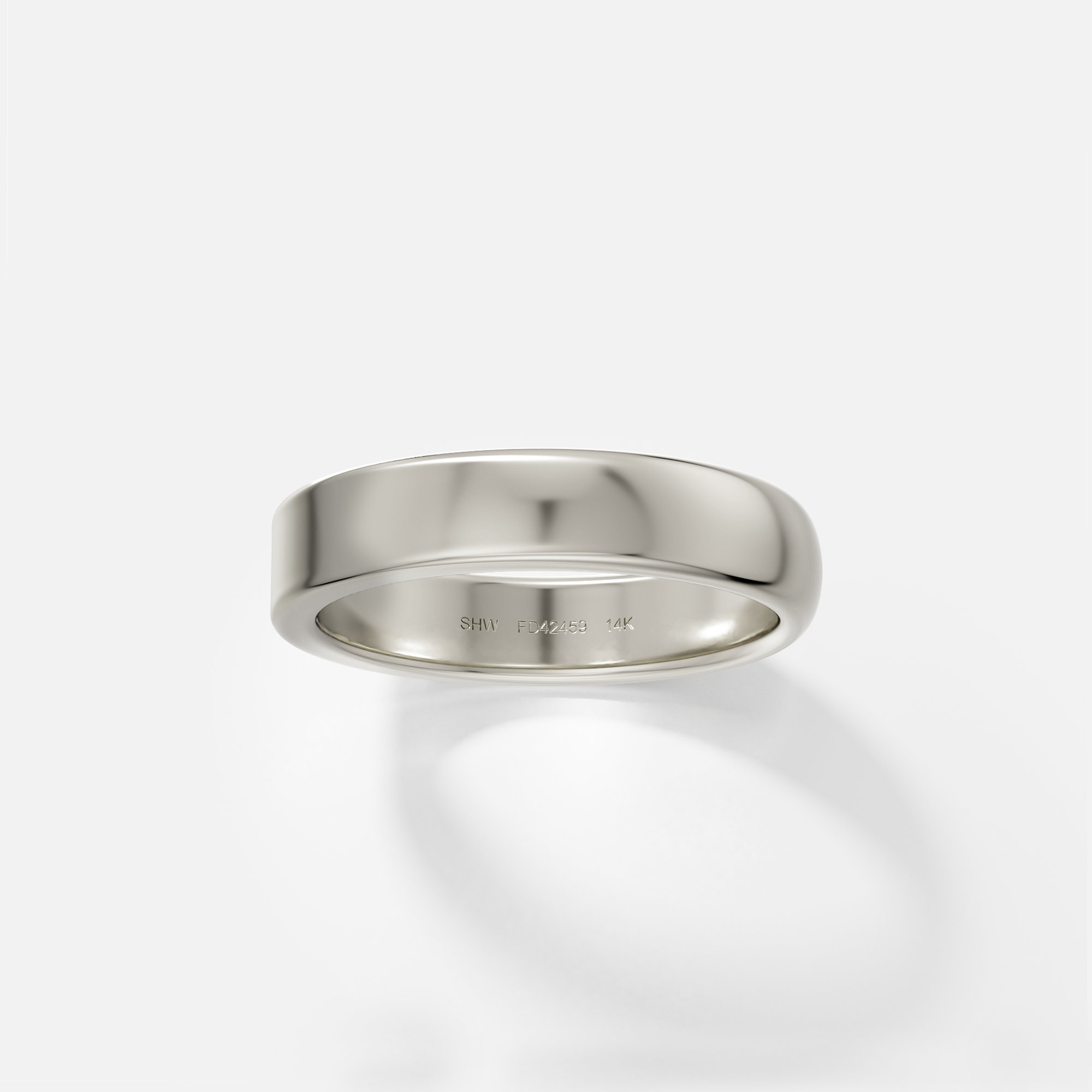 14k white gold mixed profile wedding band with clean lines