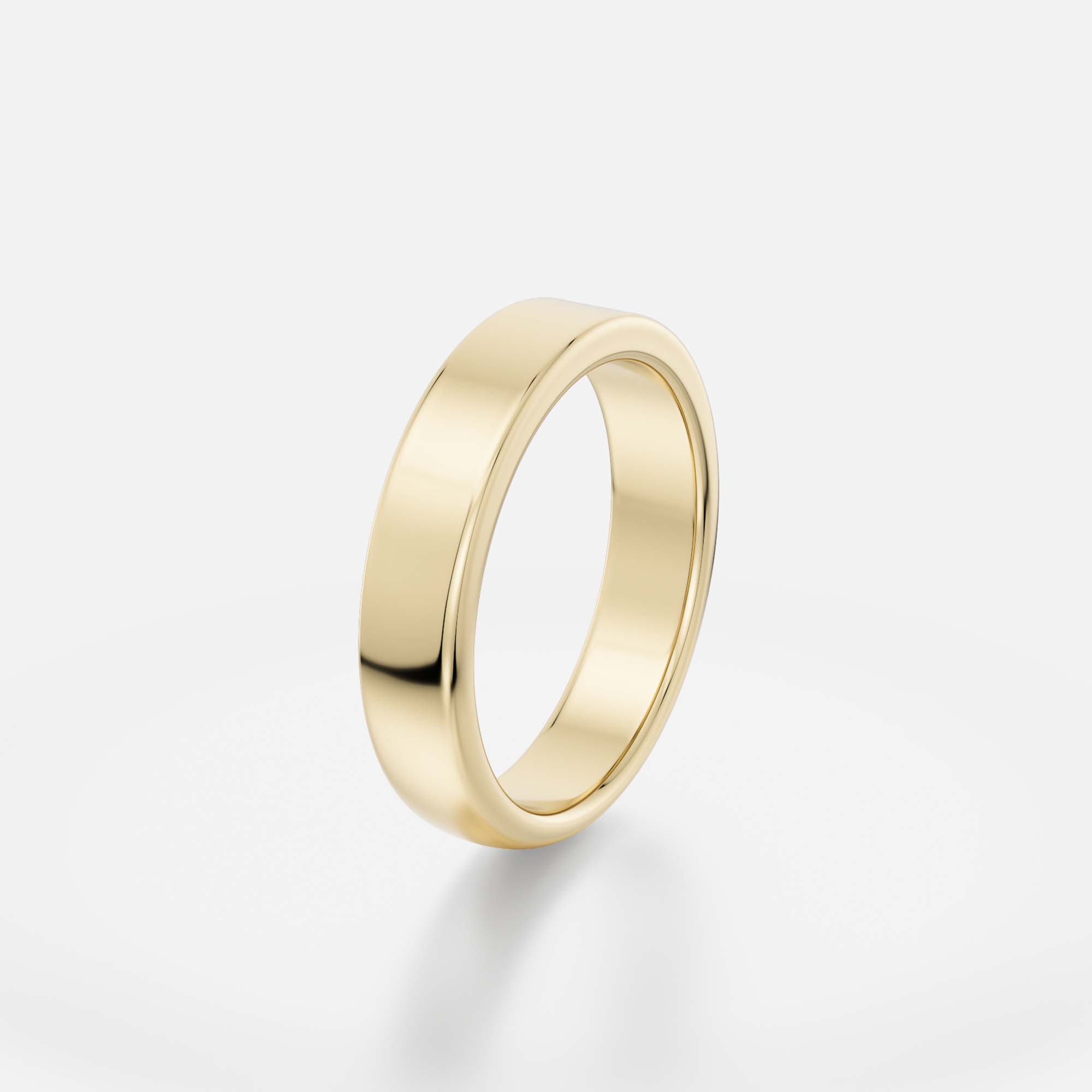 Gold band showing transition from flat surface to domed curve