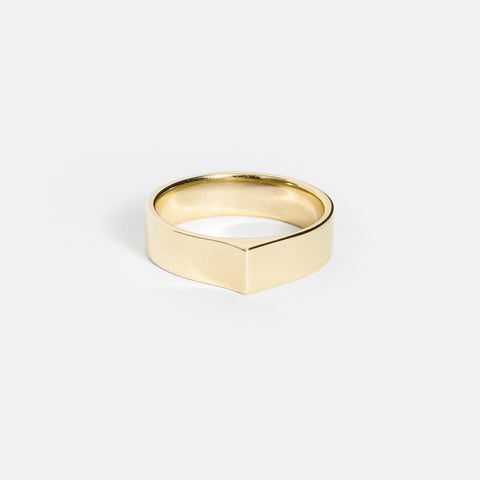 Unique Shape Thick Wedding Band with Custom Engraving in solid 14k yellow gold by SHW best fine jewelry shop located in downtown NYC