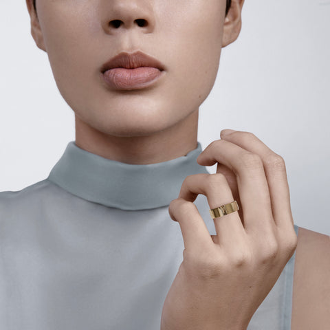Cool Minimal Wedding Band for Men with a Unique Design and Quartz in solid 14k yellow gold by SHW best fine jewelry store in downtown NYC