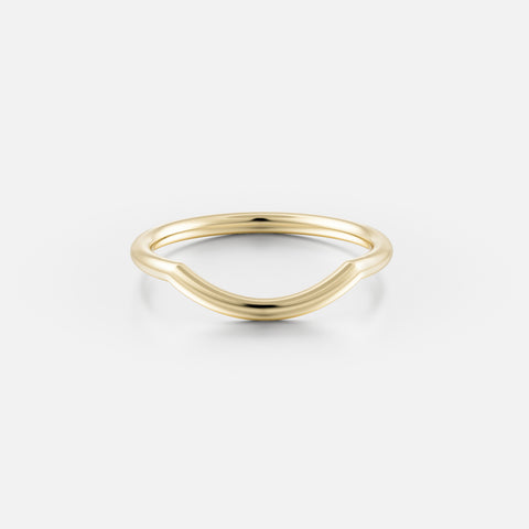 Dainty Womens Round Curved Wedding Band To stack with low setting in Solid 14k yellow gold by SHW coolest fine jewelry store in NYC