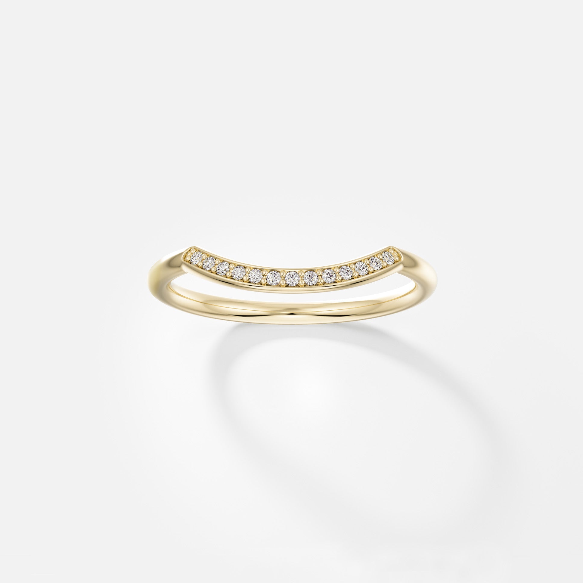 Minimal Curved Engagement Band Pavé lab natural Diamonds for Unique Stack in Solid 14k 18k gold by SHW famous fine jewelry shop in NYC