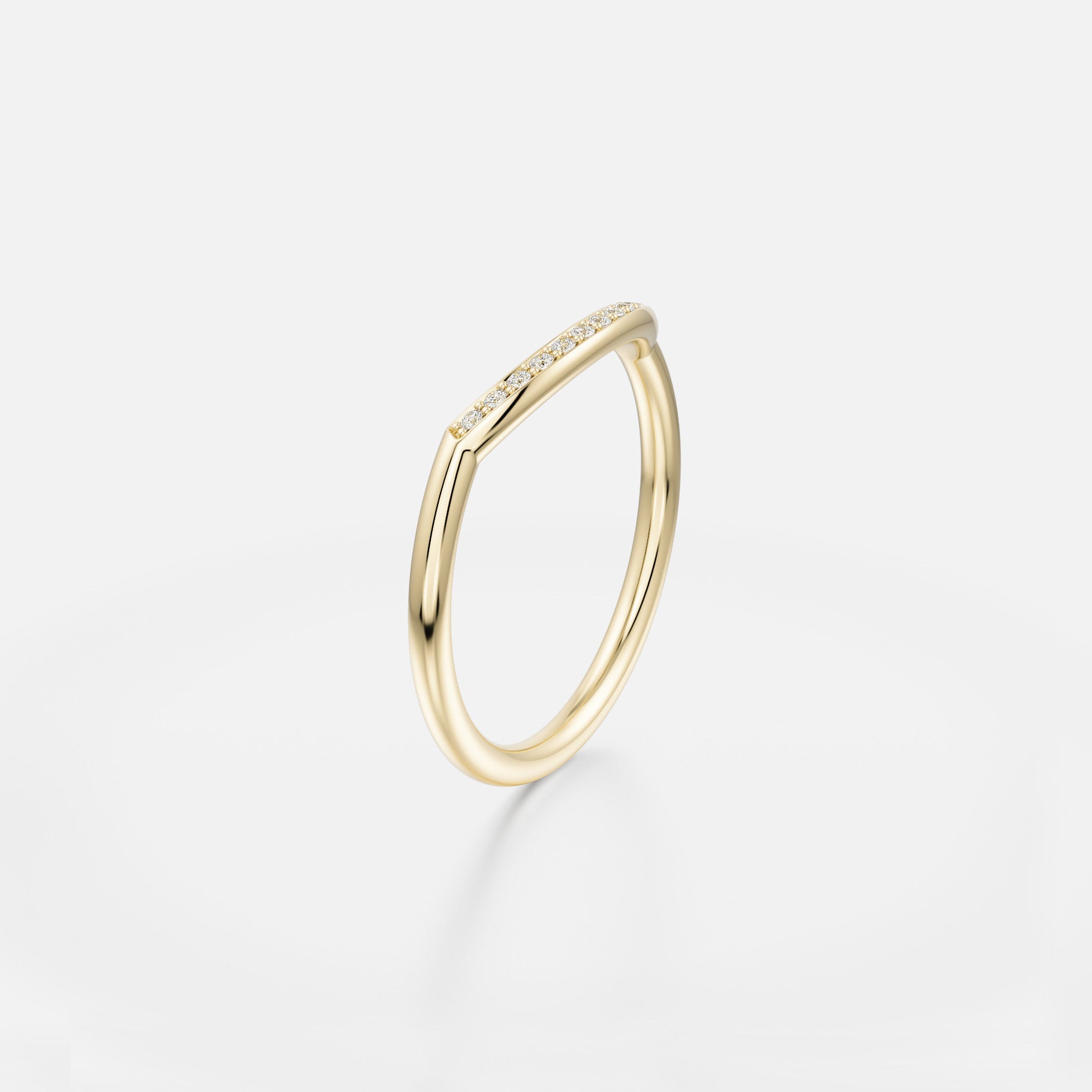 Modern Arba Round Ring with Diamonds natural lab grown diamond gemstone wedding engagement band recycled sustainable 14k yellow gold made in NYC by SHW fine Jewelry