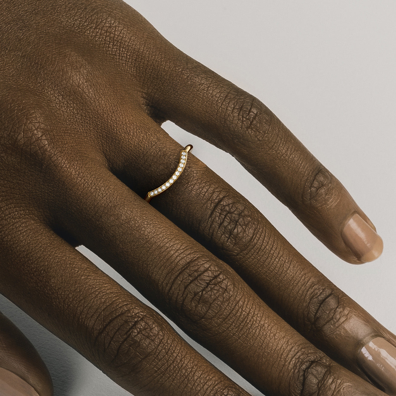 Simple Looking Round Curving Wedding Band stackable with low setting in Solid 14k 18k gold by SHW best fine jewelry shops in New York City