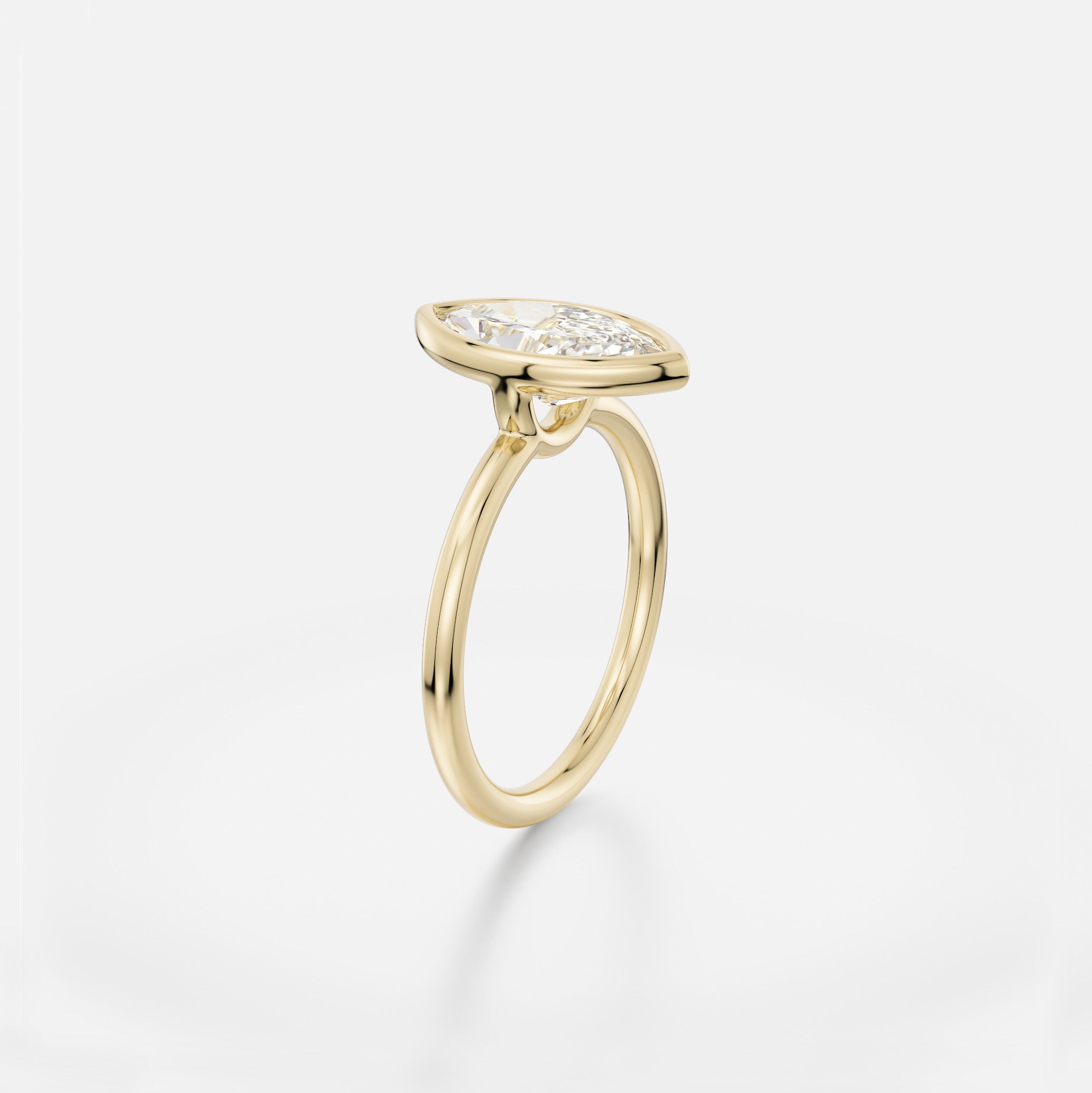 Unusual Round Band Engagement Ring with North South Oval fabricated Mined Diamond in 14k 18k yellow white rose gold platinum by SHW Jewelry 
